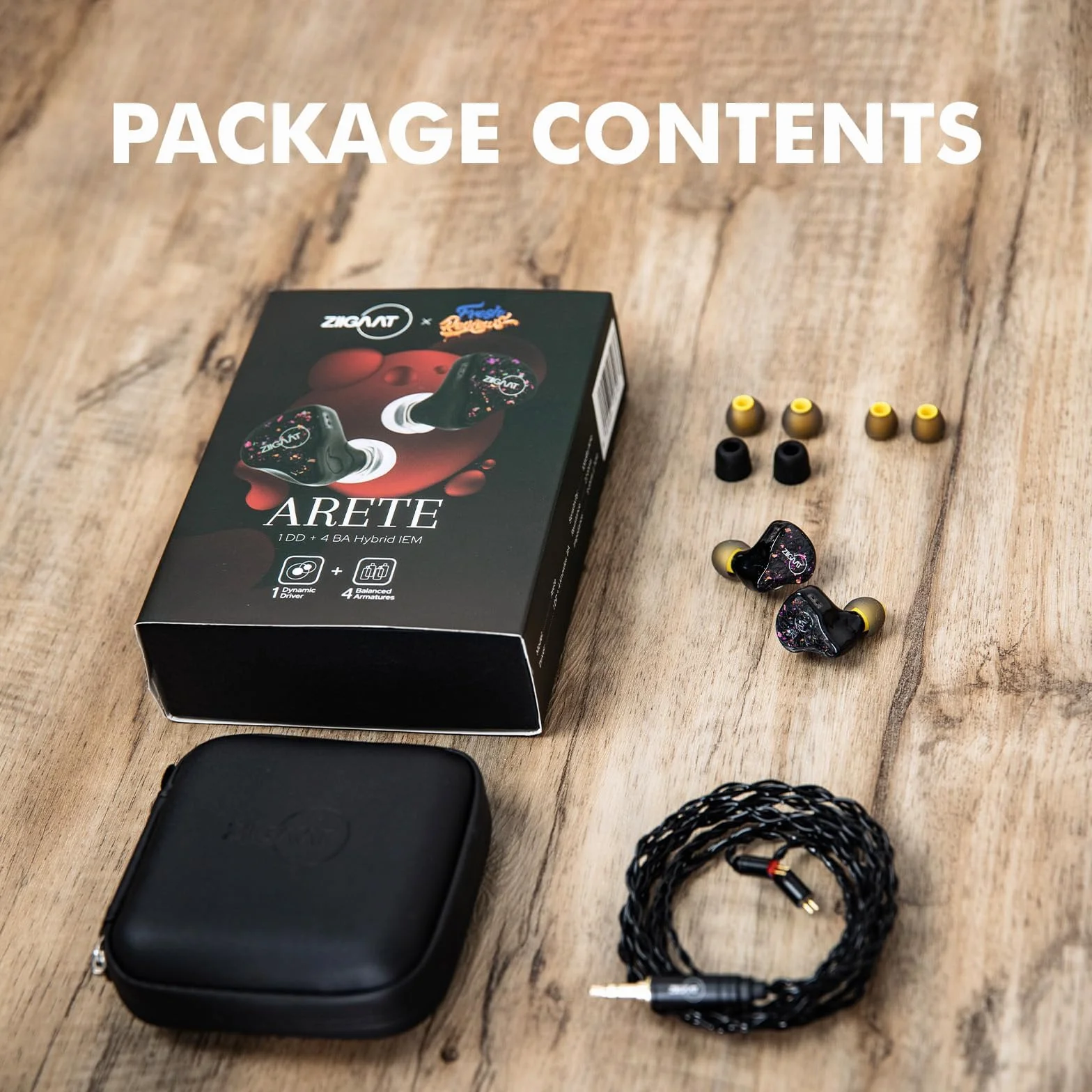 Linsoul ZiiGaat x Fresh Reviews Arete słuchawki douszne, 1DD+4BA hybrydowe słuchawki IEM, przewodowe słuchawki do gier, monitor studyjny, z odpinanym kablem IEM dla muzyka audiofila (czarne)