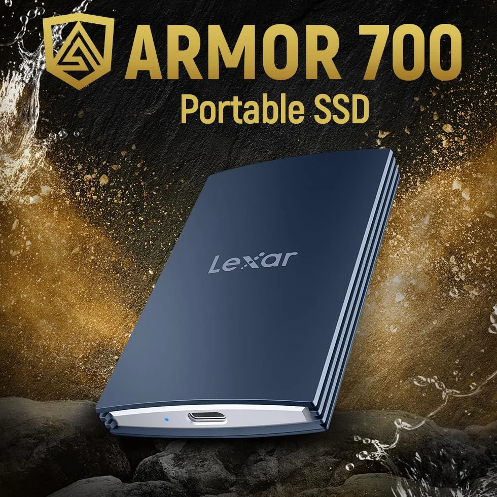 Lexar ARMOR 700 przenośny dysk SSD 8 TB – odczyt i zapis do 2000 MB/s, USB 3.2 generacji 2 x 2, wytrzymały IP66 odporny na wodę i kurz, kompatybilny z komputerami PC, Mac, iPad, iPhone 15/16/17