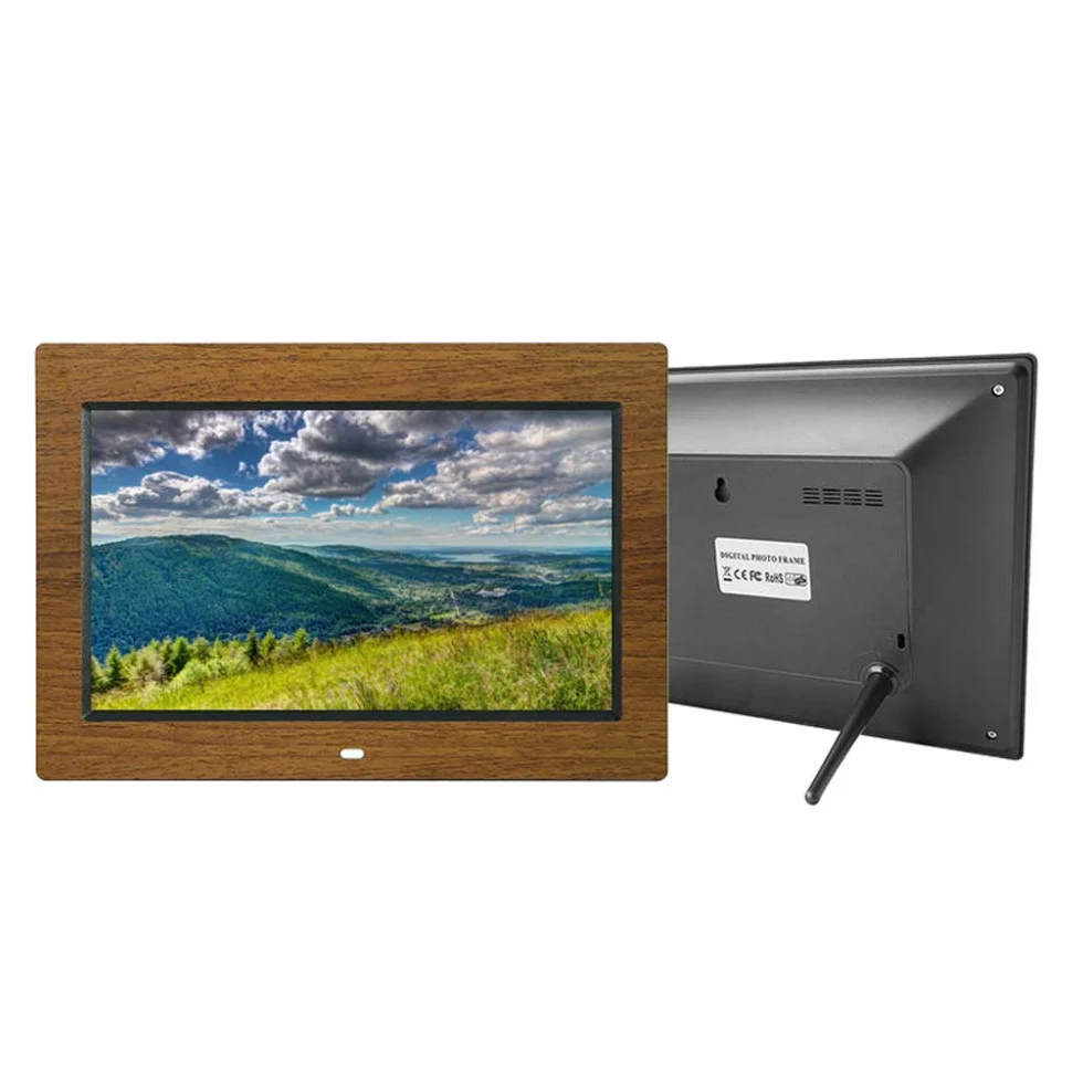 10-Calowa Cyfrowa Ramka Na Zdjęcia Led Lcd, Wyświetlacz Full Hd Ips 1024X600 - Drewniana Maszyna Reklamowa - Odtwarzacz Muzyki, Filmów I Zdjęć, Czarna.