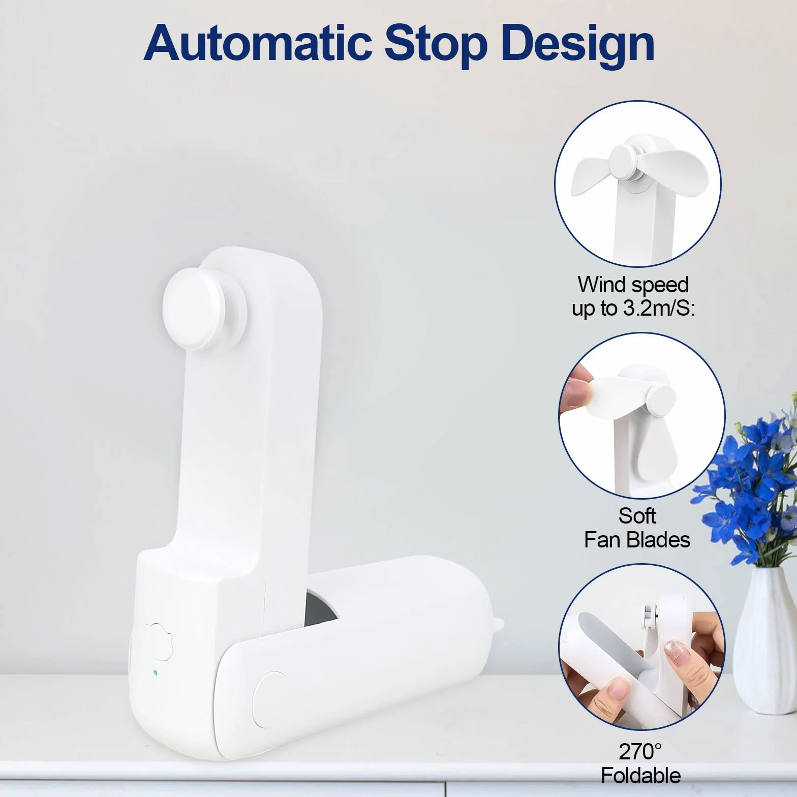 Wentylator kieszonkowy Mini przenośny wentylator ręczny 2 w 1, akumulator USB do ładowania na baterie [14–21 godzin] z wentylatorem zewnętrznym do domowego biura podróży na świeżym powietrzu