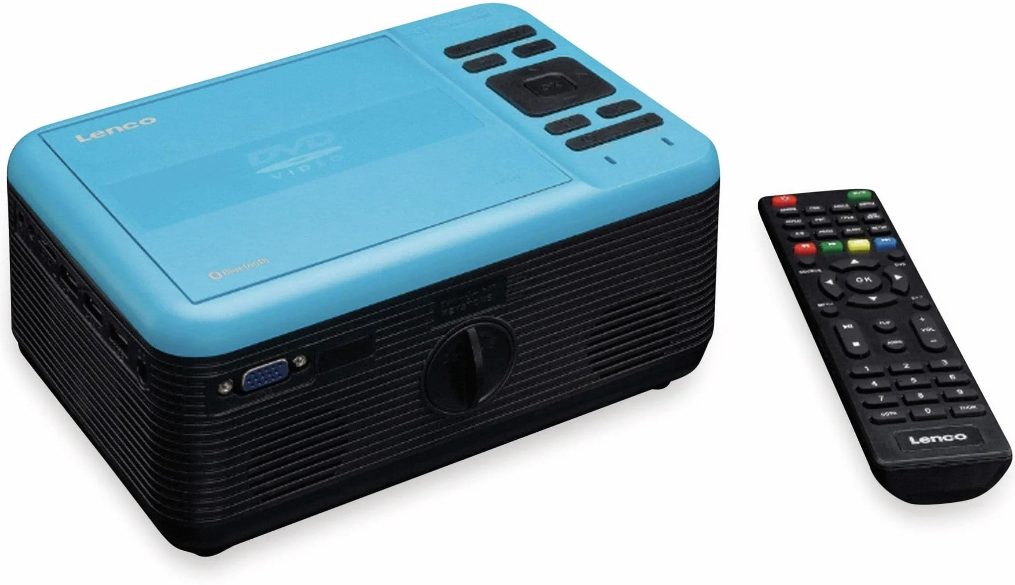 Lenco LPJ-500 - projektor Bluetooth - Mini projektor - odtwarzacz DVD - 2800 lumenów - żywotność 30 000 godzin - Full HD - Bluetooth 5.0-2 x HDMI - Port USB - SD - AV-in - VGA - niebieski