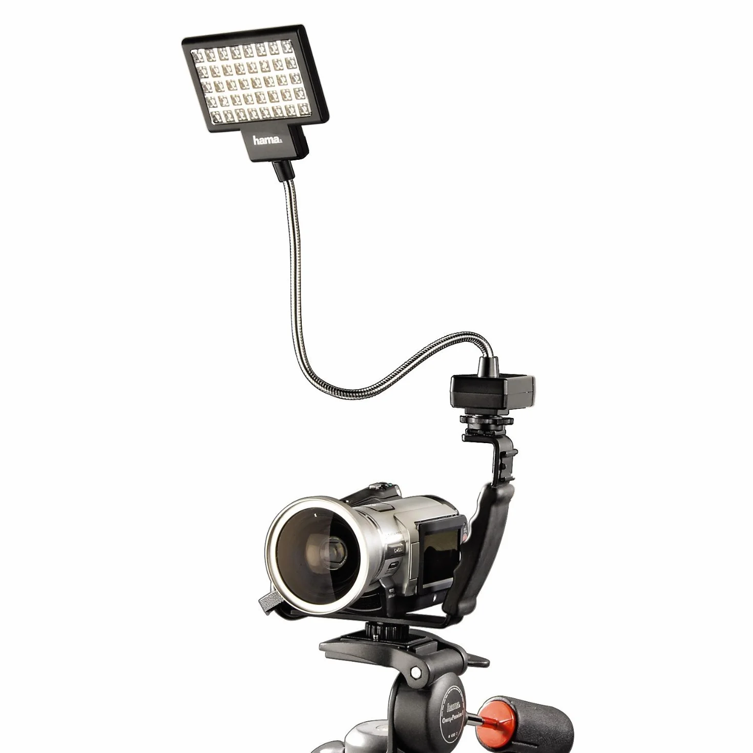 Hama Panel LED do zdjęć/wideo slim 40 do cyfrowych kamer wideo i fotografii z lampą błyskową, z elastycznym ramieniem, czarny