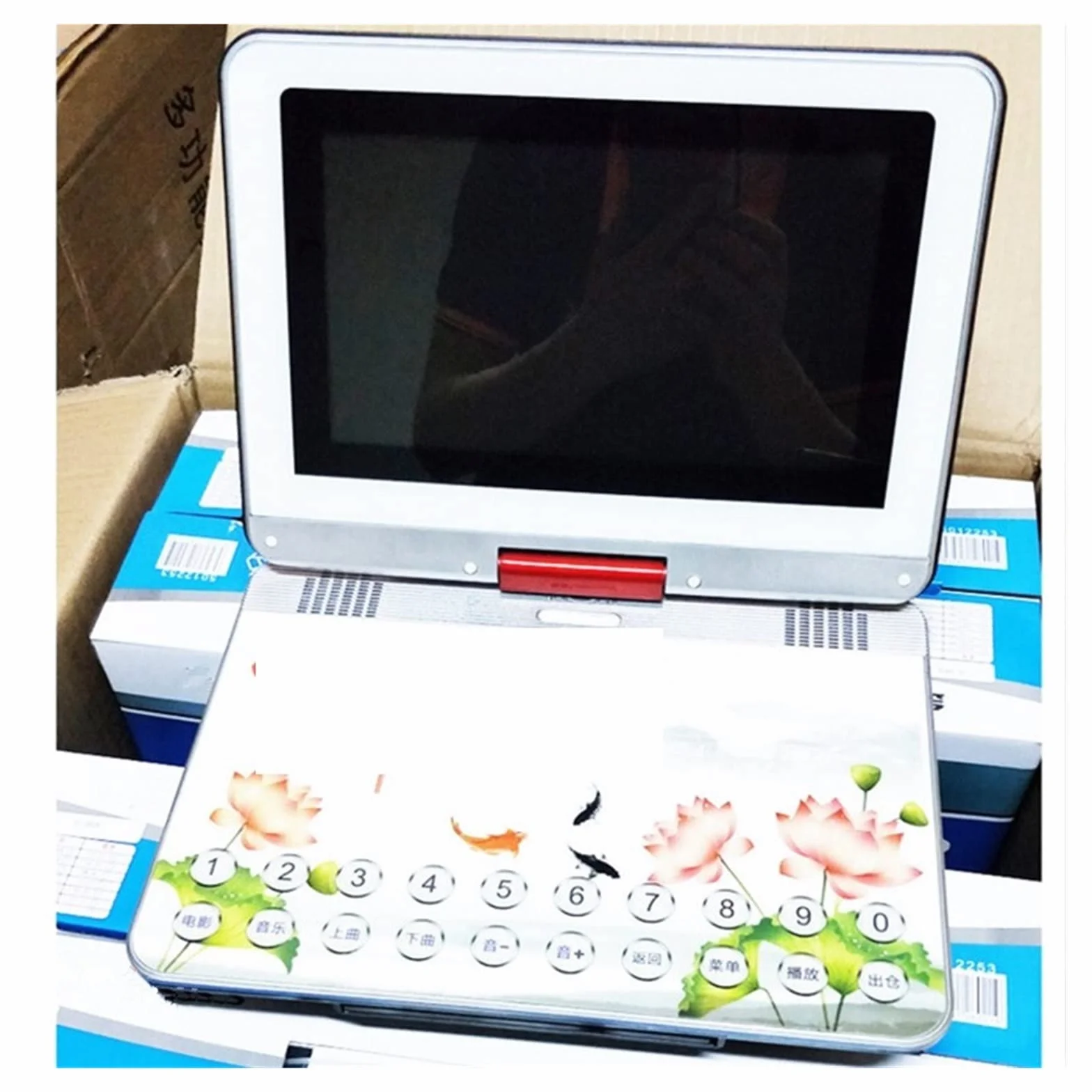 Odtwarzacz DVD do TV, Pełnoformatowy wielofunkcyjny przenośny domowy odtwarzacz DVD Obsługa telewizora Port USB Odtwarzanie kart SD i obrotowy ekran dotykowy HD do filmów rodzinnych