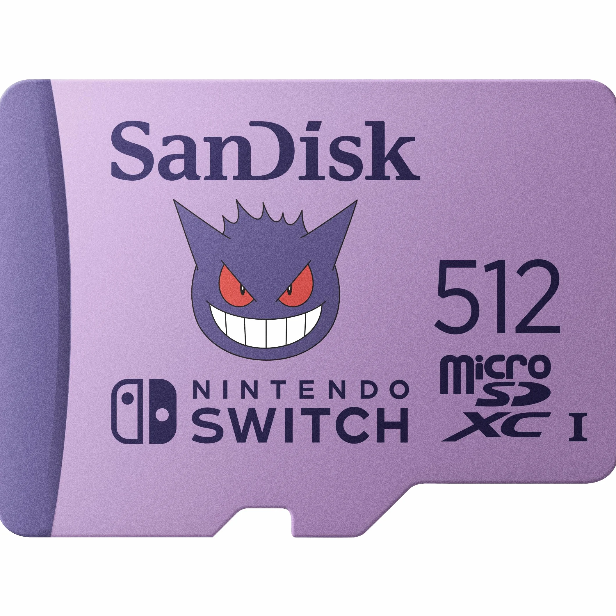 SanDisk Karta pamięci microSD Pokémon Gengar na Nintendo Switch 512GB (do 100 MB/s prędkość odczytu, do 90 MB/s prędkość zapisu, 4K UHD, V30, U3)