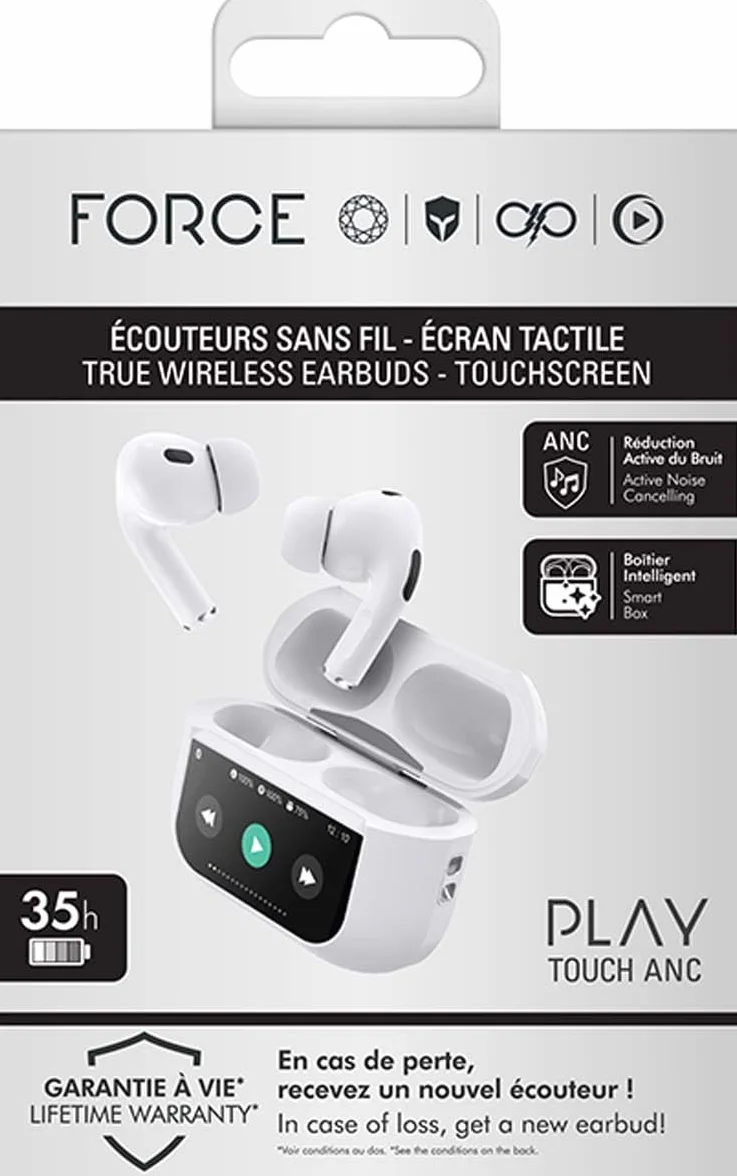 Słuchawki True Wireless ANC z ekranem dotykowym Play Touch białe