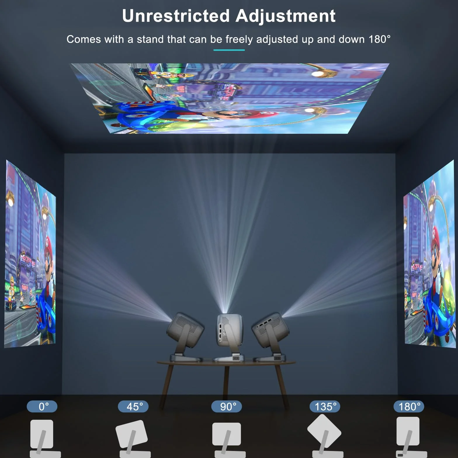Bezprzewodowy projektor WiFi i przenośny projektor Bluetooth: [autofokus/Keystone/obsługa 360°] Smart TV 4K Projektor filmowy z licencjonowanymi aplikacjami Netflix 850 ASIN