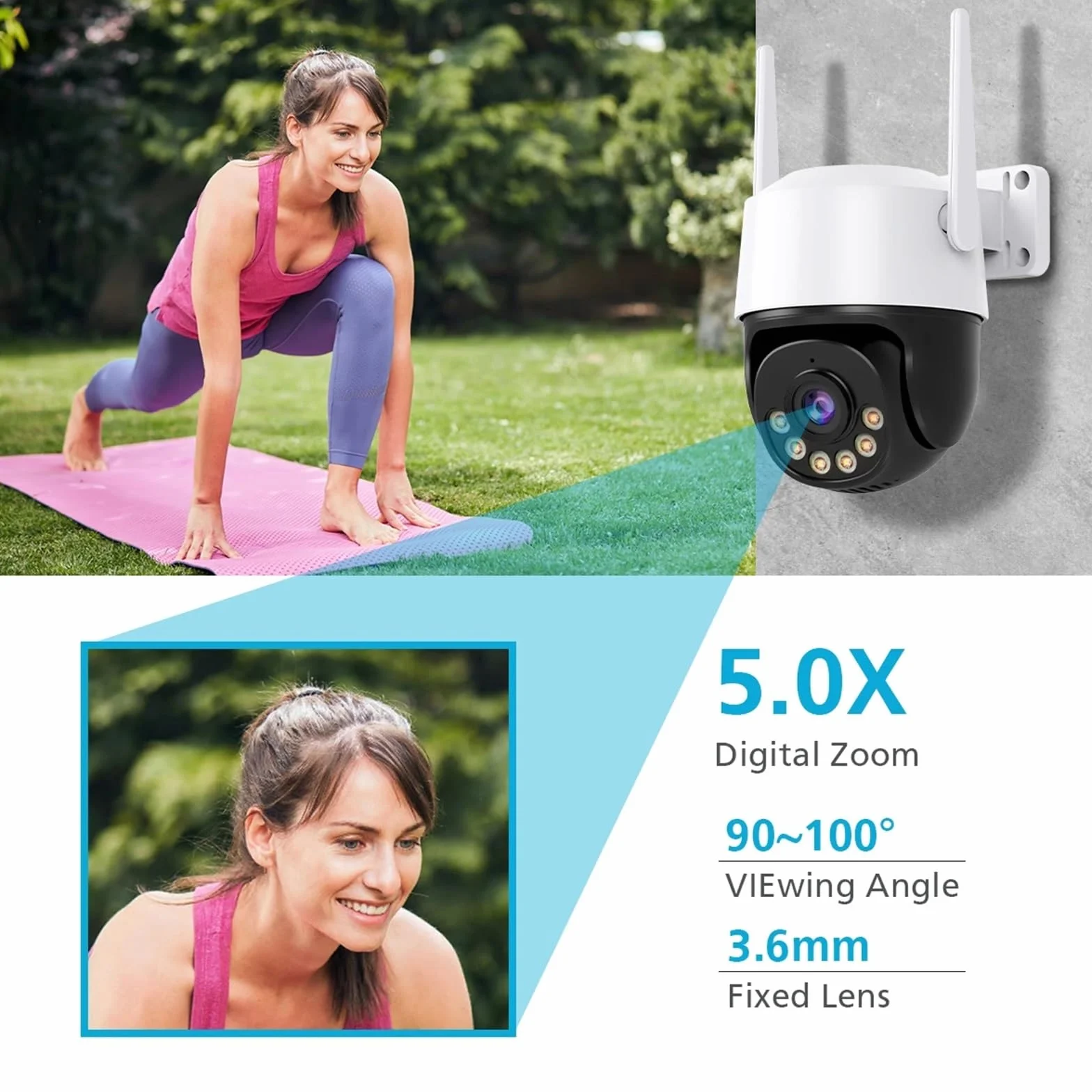 Kamera bezpieczeństwa zewnętrzna, 8MP 4K IP Camera 5MP Speed Dome Auto Tracking PTZ Camera Smart Home Outdoor Wireless Camera Surveillance Monitor Kamera bezpieczeństwa domowego WiFi z widokiem Pan(8M