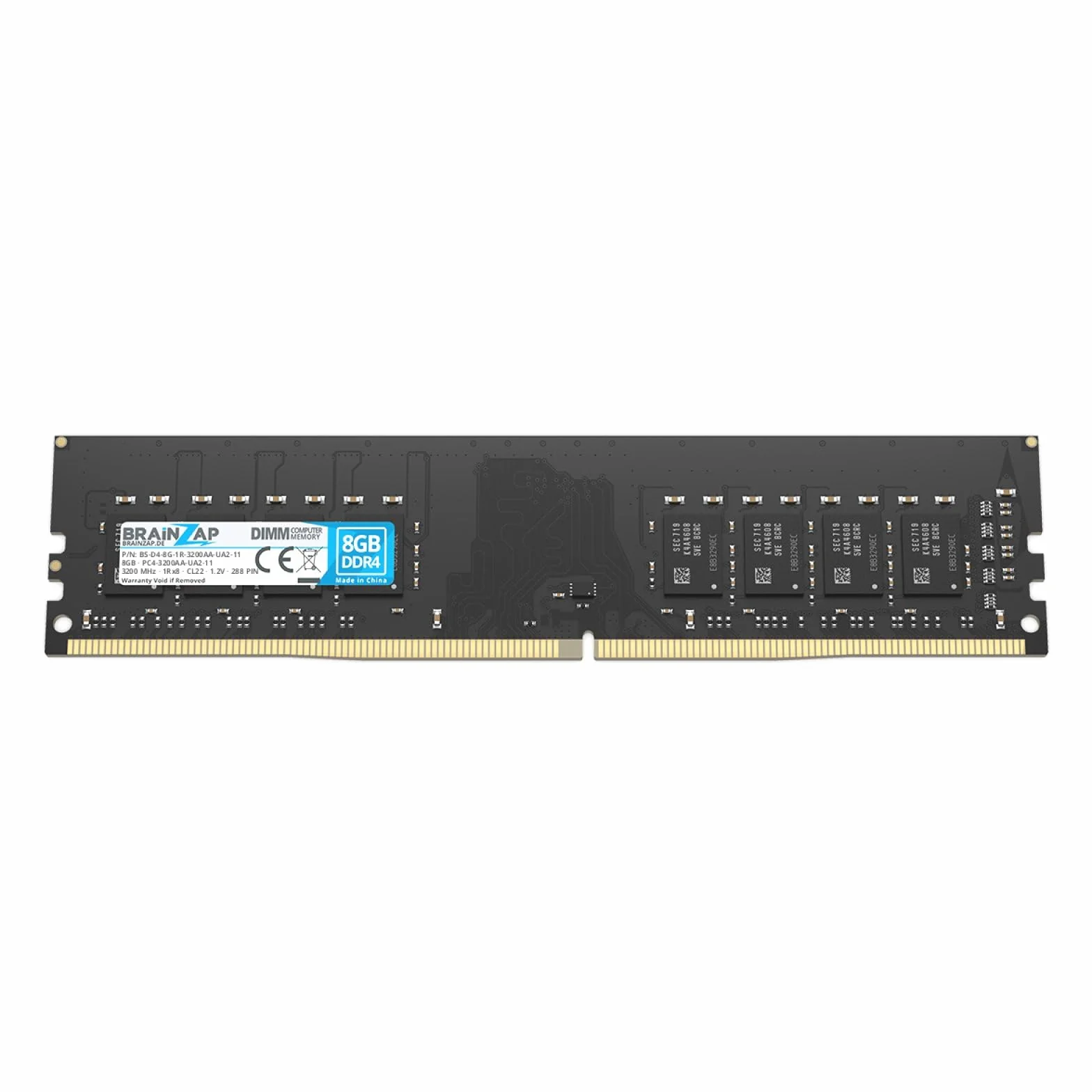 BRAINZAP 8 GB DDR4 RAM DIMM PC4-3200AA-UA2-11 1Rx8 3200 MHz 1,2 V CL22 komputer stacjonarny pamięć bez buforowania ECC