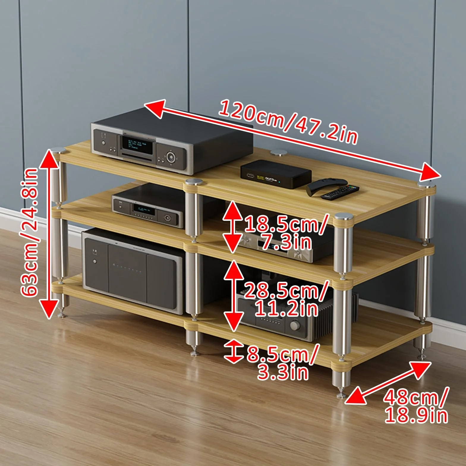 Szafka Hi-FI, szafka Hi-FI, narożny uchwyt AV 2/3/4-poziomowy, wieża Hi-FI, przenośny stojak na odtwarzacz, stojak do przechowywania treści multimedialnych, stojak na konsolę do gier wideo (lekka)