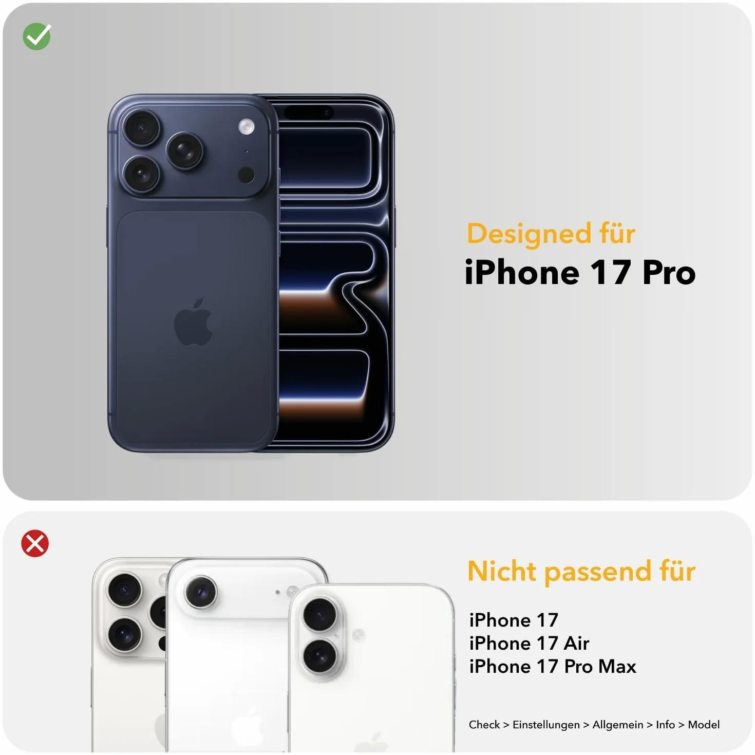 Woodcessories - Magnetyczne etui typu bumper do iPhone 17 Pro, kompatybilne z MagSafe, etui z magnesem z kamienia, szare moro
