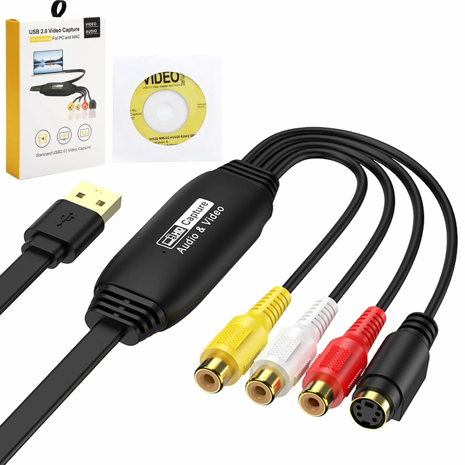 HENGBIRD Konwerter VHS na cyfrowy USB 2.0, karta przechwytywania wideo kompatybilny z Windows i Mac