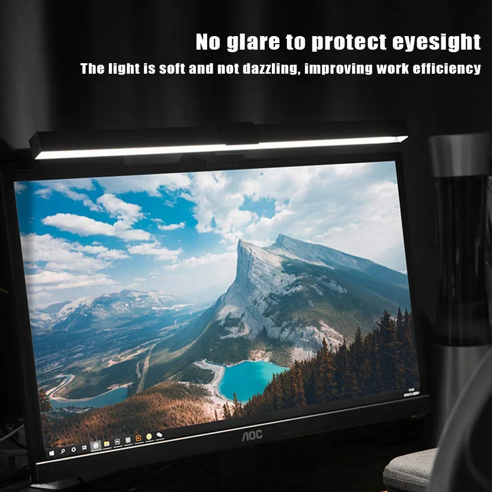 Regulowana listwa świetlna do monitora komputerowego, czytanie e-booków LED lampa zadaniowa zasilana USB lampa do ekranu dla oczu asymetryczna lampa 75° kąt świecenia bez migotania unikać wizualnego zmęczenia, do wszystkich komputerów