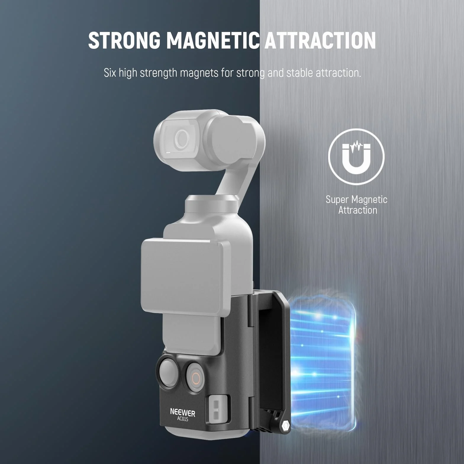 NEEWER Basics AC015 magnetyczny stojak do montażu kompatybilny z DJI Osmo Pocket 3, regulowany plastikowy uchwyt na aparat fotograficzny 180°, akcesoria wielofunkcyjne, adapter rozszerzeniowy do