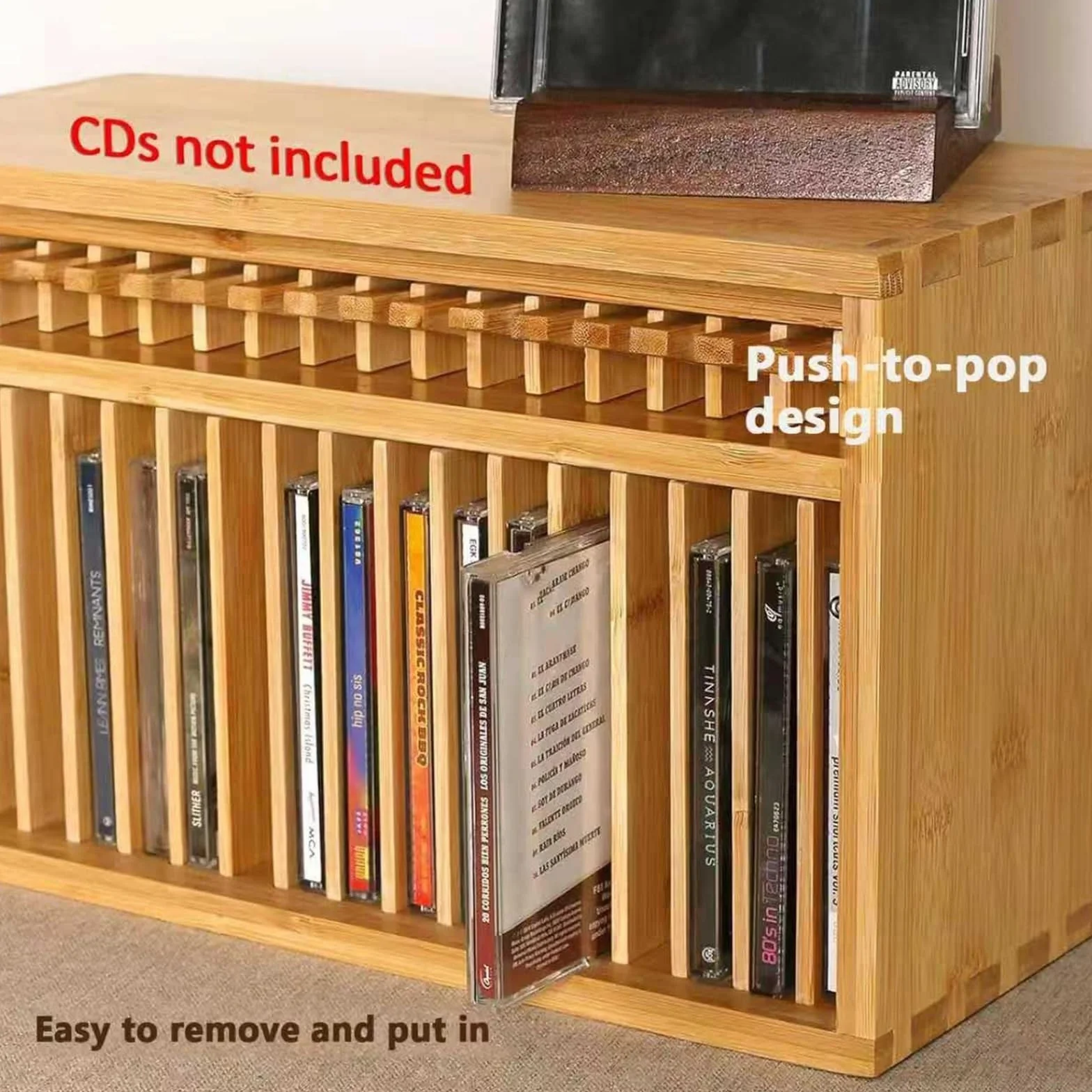 Drewniany stojak do przechowywania płyt CD, organizer na 19 standardowych etui na płyty CD, idealny do domu, biura, pokoju muzycznego, sali teatralnej, akcesoria biurkowe, kompaktowa konstrukcja