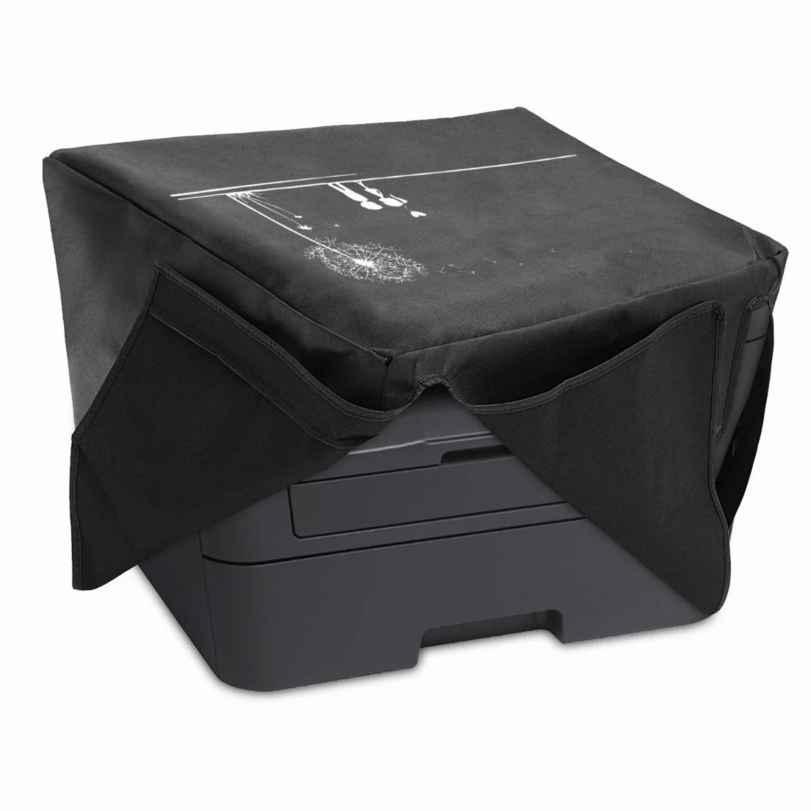 kwmobile Etui kompatybilne z Brother DCP-L2530DW / L2550DN / MFC-L2710DN / L2750DW - Osłona drukarki biała/czarna dzieci i mniszek lekarski
