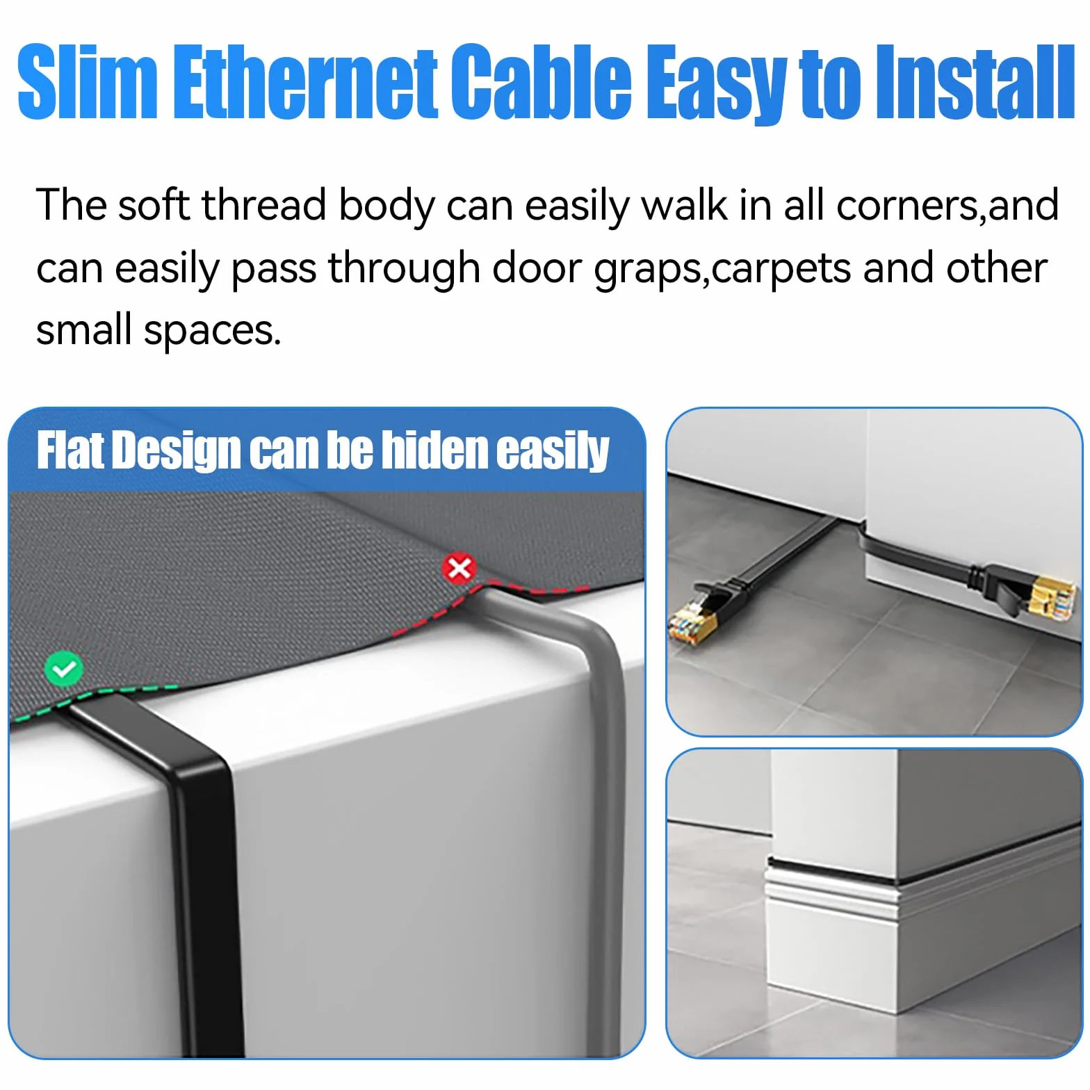 Kabel LAN 5 m, Cat 7 LAN kabel 5 m, płaski kabel sieciowy Ethernet, S/FTP, 10000 Mbit s, ekranowanie PIMF, z wtyczką RJ45, przełącznik