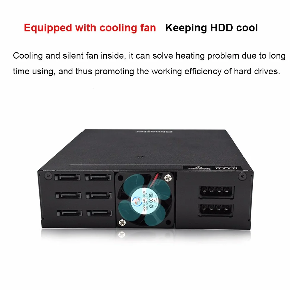 6-kieszeniowa Obudowa Dysku Twardego 6 Gb/s stelaż Mobilny 6 Gb/s na Dysk Twardy 2,5" SSD Obudowa z Wentylatorem Chłodzącym Szafka Typu Hot Swap i Wskaźniki LED do Komputera
