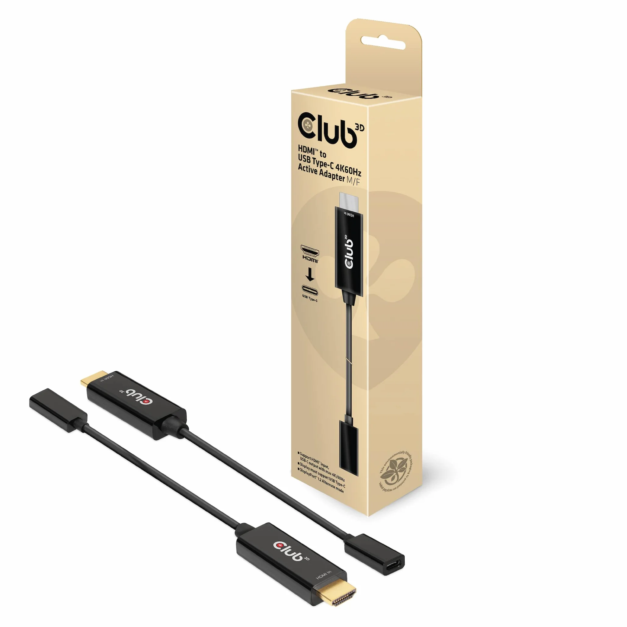 CLUB3D Aktywny adapter HDMI na USB typu C 4K60 Hz St/B