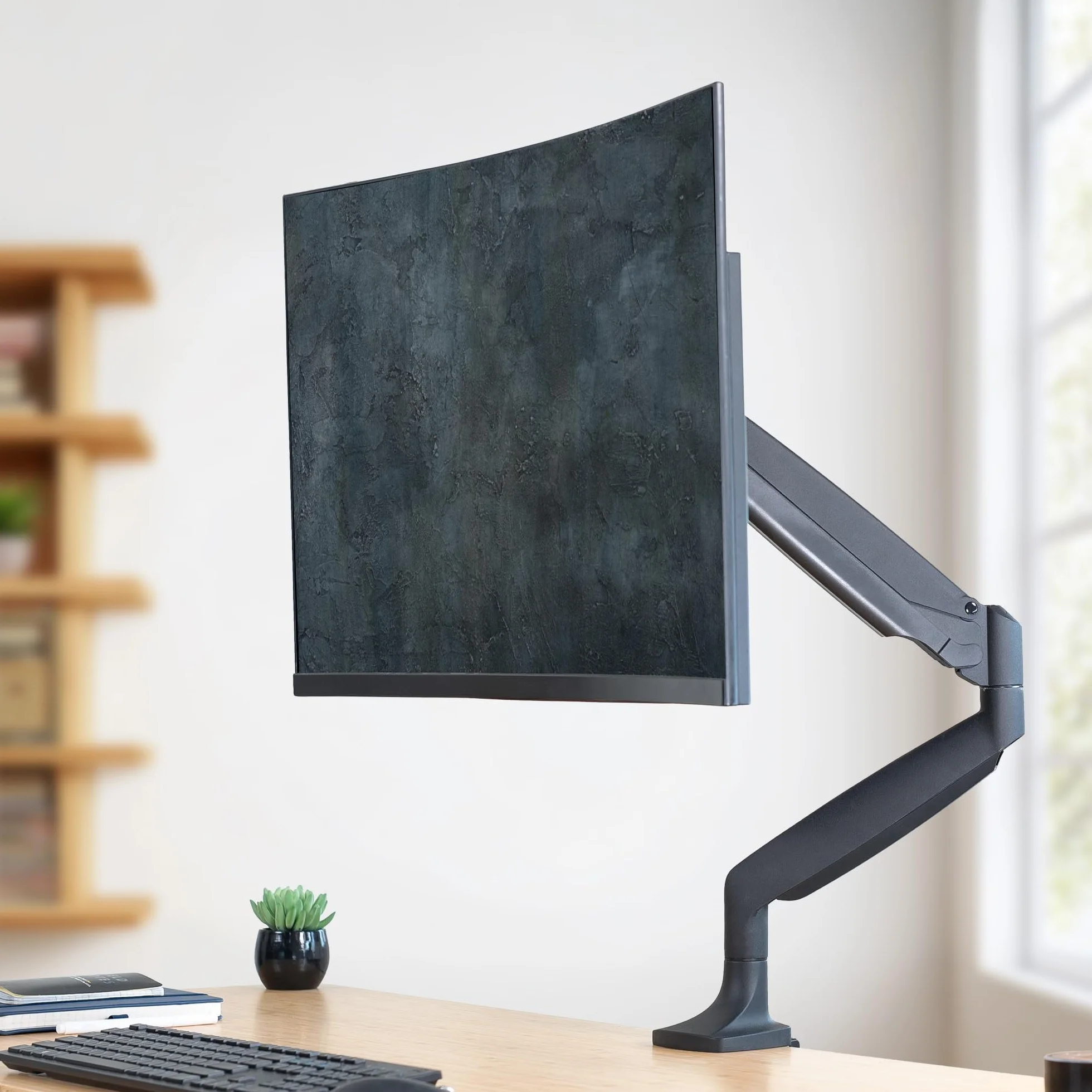 VIVO Wysokiej jakości aluminiowy stojak na biurko z regulacją wysokości, z pojedynczym monitorem, z ramieniem pneumatycznym, pasuje do ekranu 32 cali, STAND-V001Q