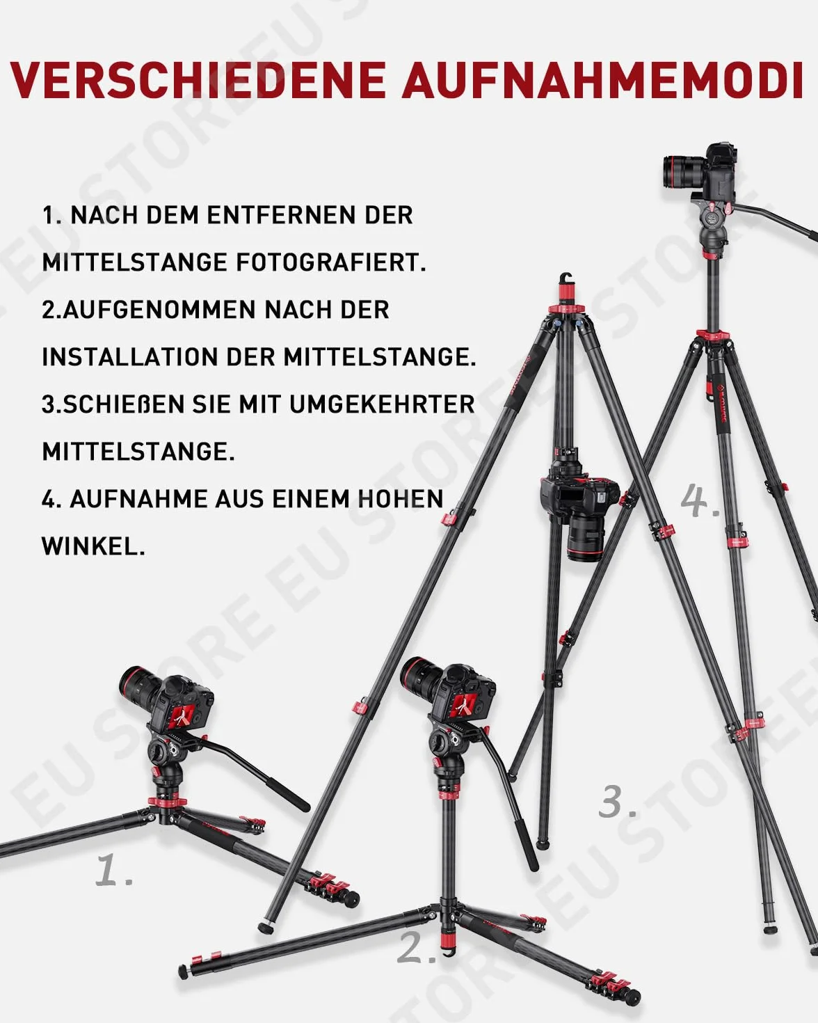 IFOOTAGE 165cm/65" aluminiowy statyw do aparatu z aluminiową głowicą płynną dla Canon Nikon Sony DSLR, statyw Gazella TA6S Uprise + Komodo K5S