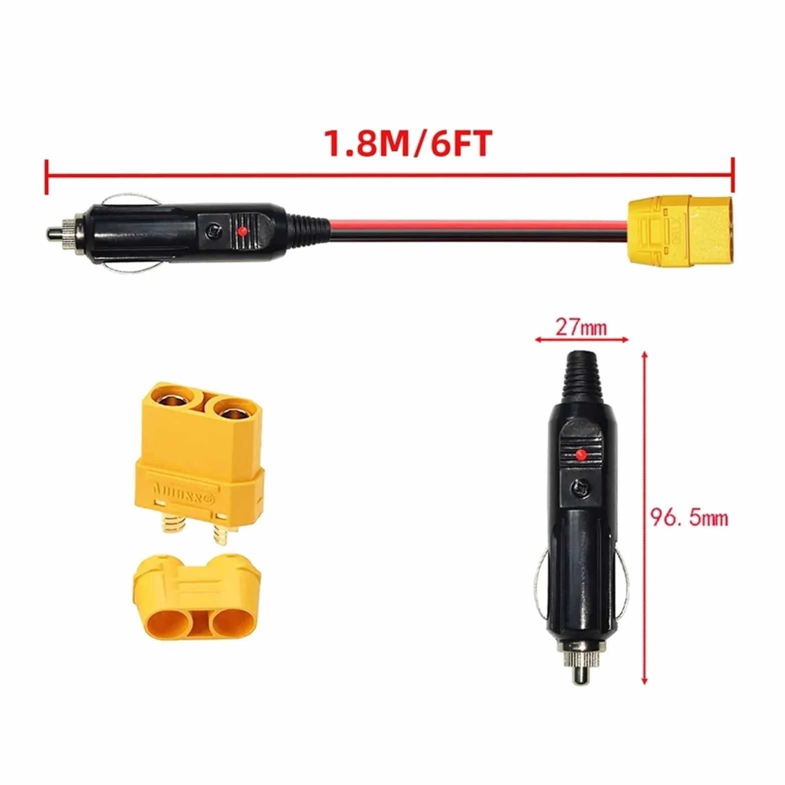 Lighter Charging Cable for Solar Generator Power Station 14AWG złącze żeńskie do samochodu, zapalniczki samochodowej 12 V, 24 V, Heavy Duty Fused