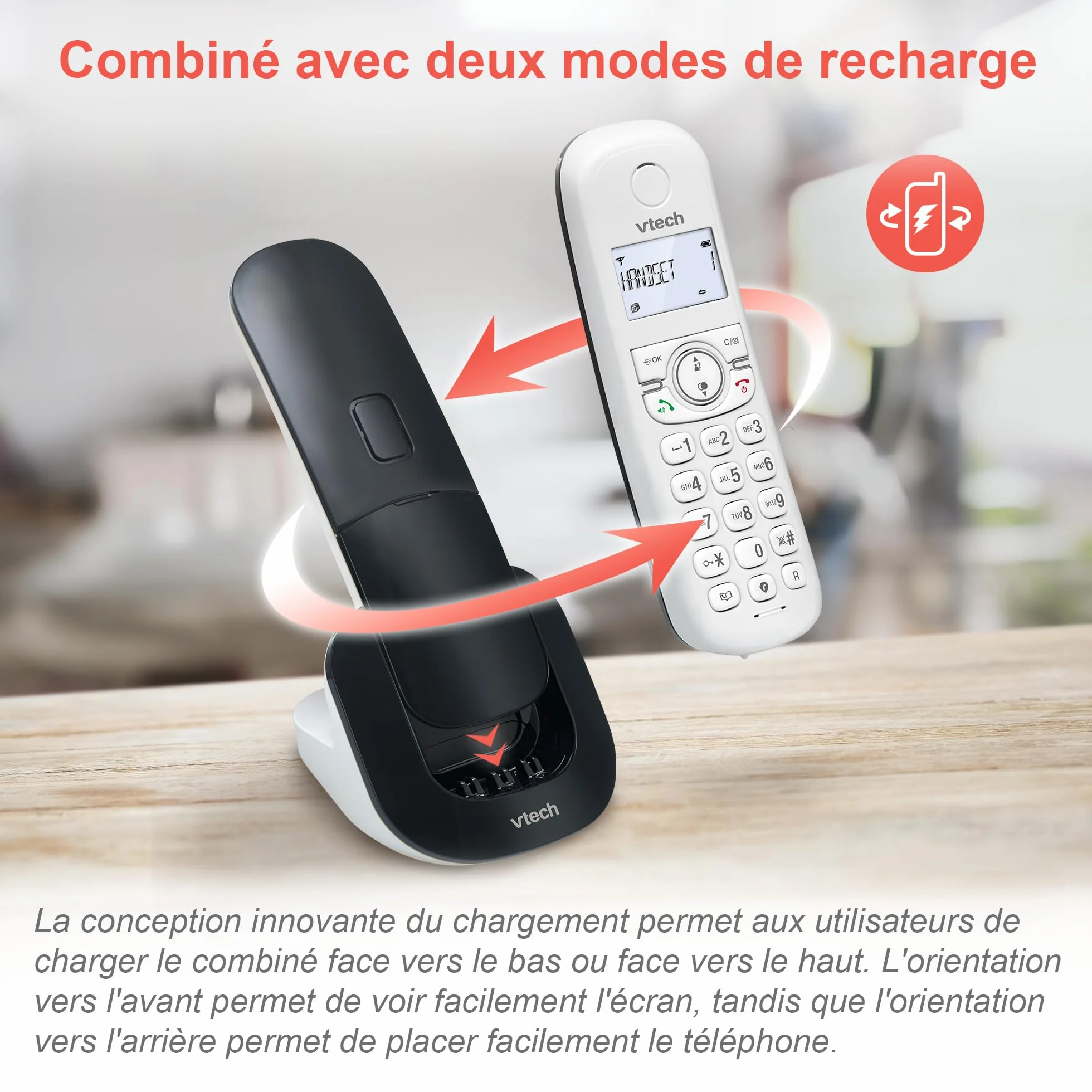 VTech CS1551 Bezprzewodowy telefon DECT z 2 słuchawkami z ładowarką, automatyczną sekretarką, blokadą połączeń, identyfikatorem dzwoniącym/połączenia oczekującego, głośnikiem, podświetlanym ekranem i