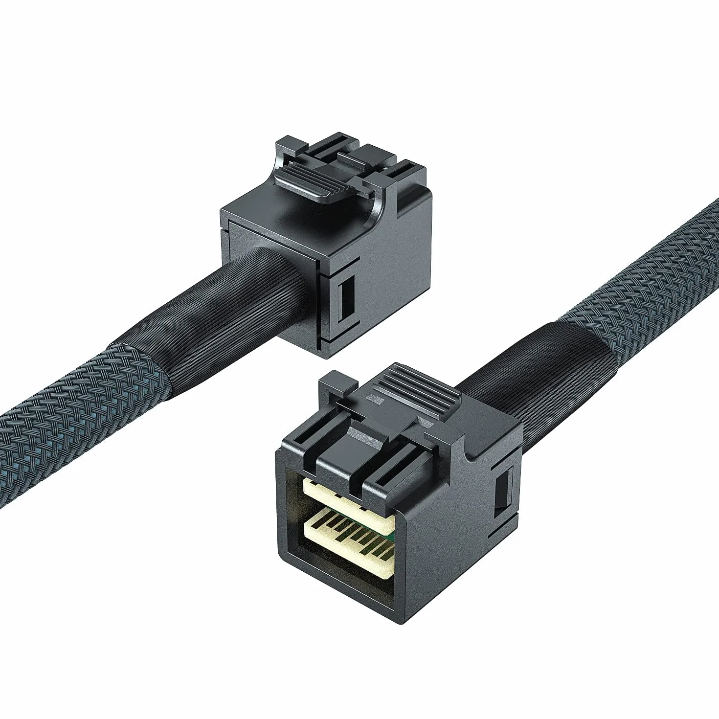 SFF-8643 do SFF-8643 12G wewnętrzny kabel mini SAS HD, z paskiem bocznym, kompatybilny z kontrolerem RAID lub PCI Express, 100 omów, 0,5 m (1,6 ft)