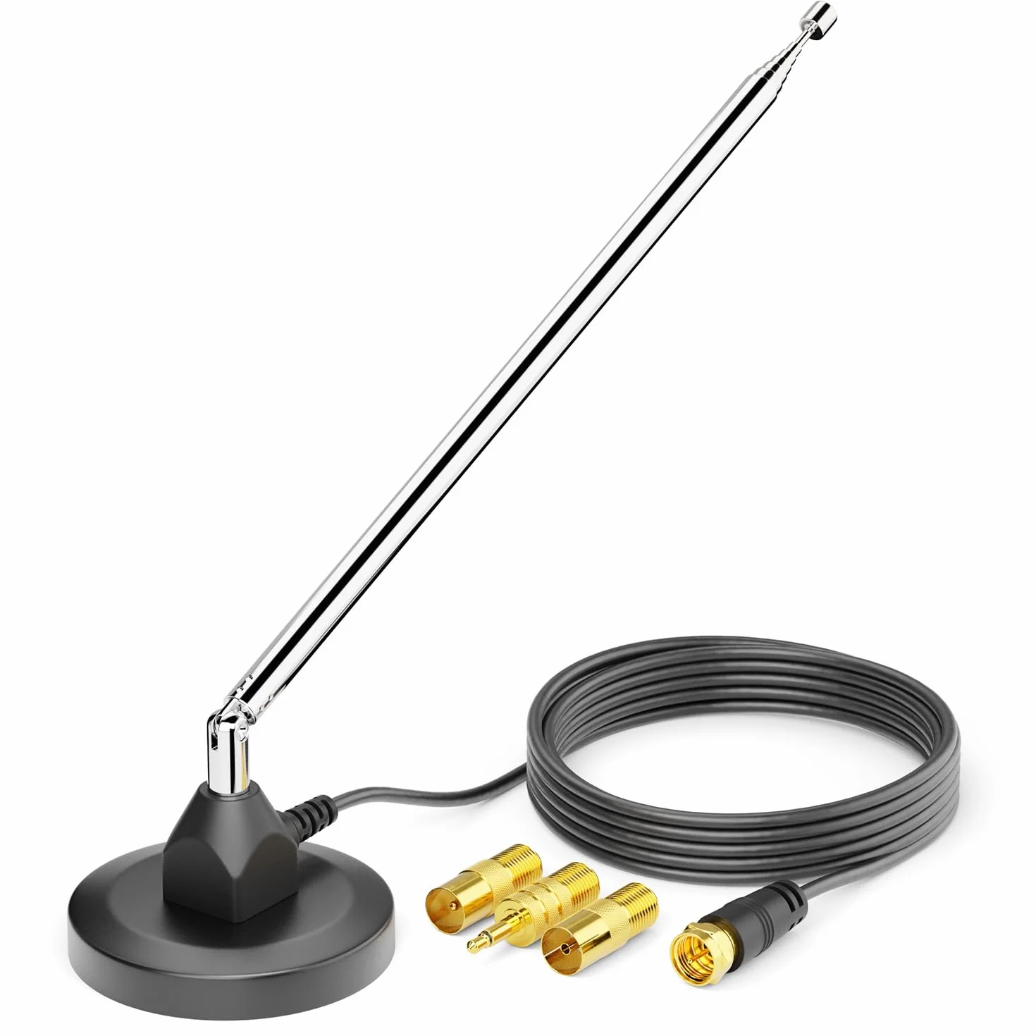 deleyCON Antena Radiowa DAB+ UKW FM 75 Ohm 3,0m z Podstawą Magnetyczną