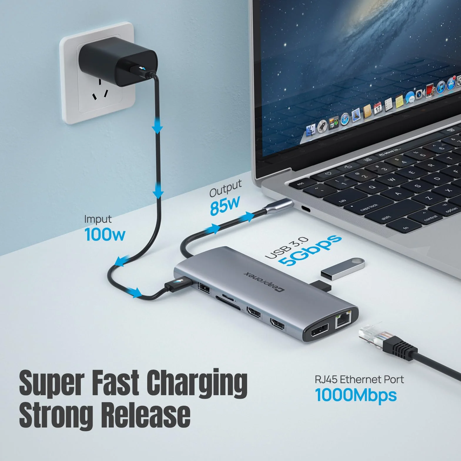 Stacja dokująca USB C, podwójny monitor, stacja dokująca do laptopa, 14 w 1, wieloportowy adapter USB C, do MacBooka/Dell/HP/Lenovo z 2 HDMI 4K, DP 8K, ładowanie PD, RJ45, 6 portów USB, SD/TF