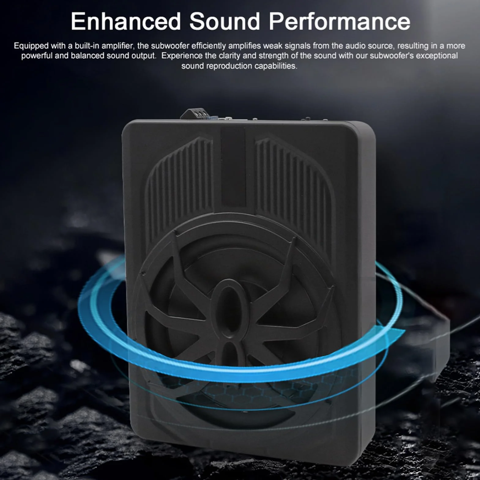 Akozon Subwoofer samochodowy o dużej mocy, 800 W, aktywny subwoofer, wbudowany wzmacniacz z regulatorem głośności, niebieskie światło LED do samochodów ciężarowych, SUV-ów, kamperów, 25 cm