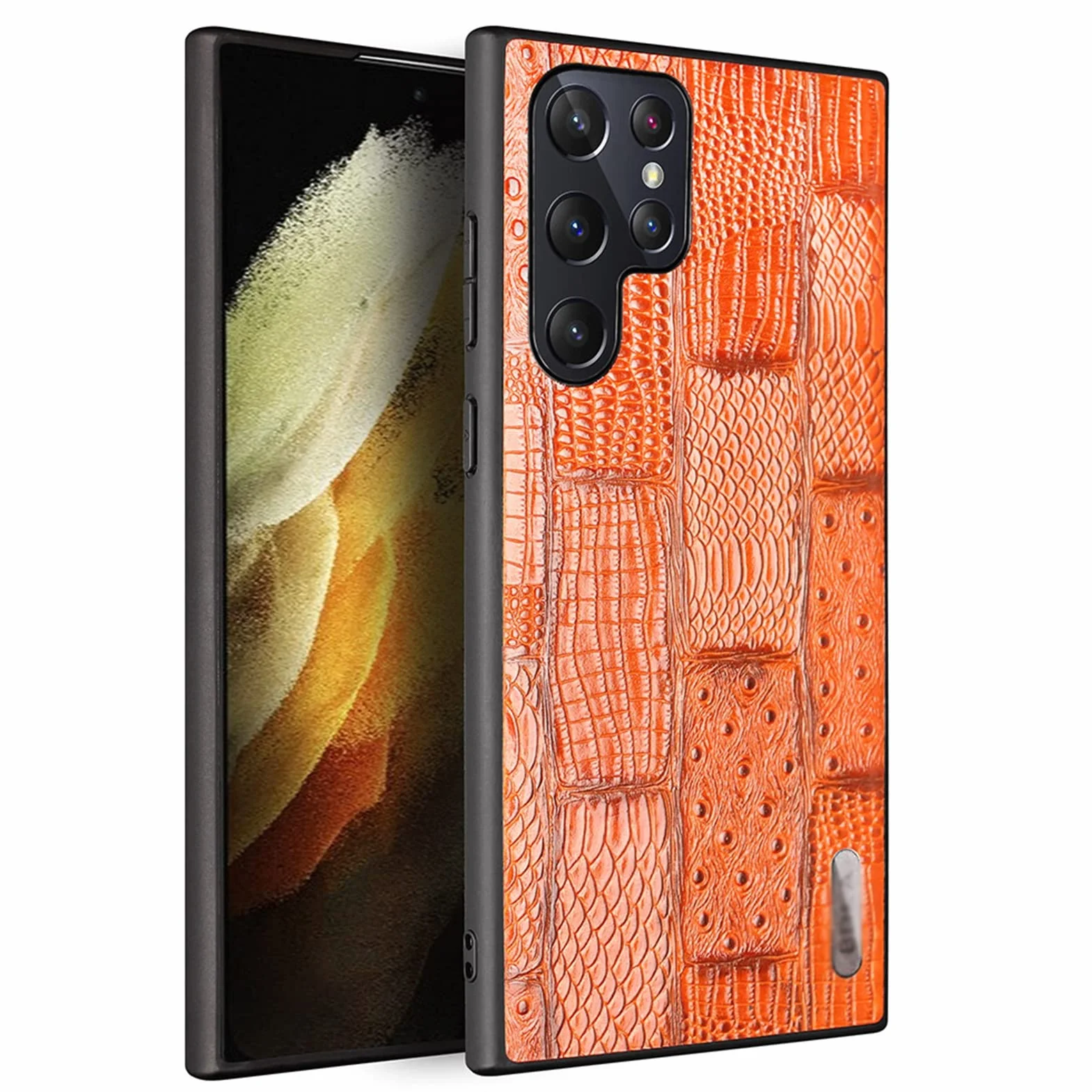 Etui do Samsung Galaxy S22/S22 Plus/S22 Ultra, elegancka, prawdziwa skóra, miękki uchwyt, tylna obudowa z miękką silikonową krawędzią, odporne na wstrząsy etui, brązowe 2, S22 Ultra 6,8"
