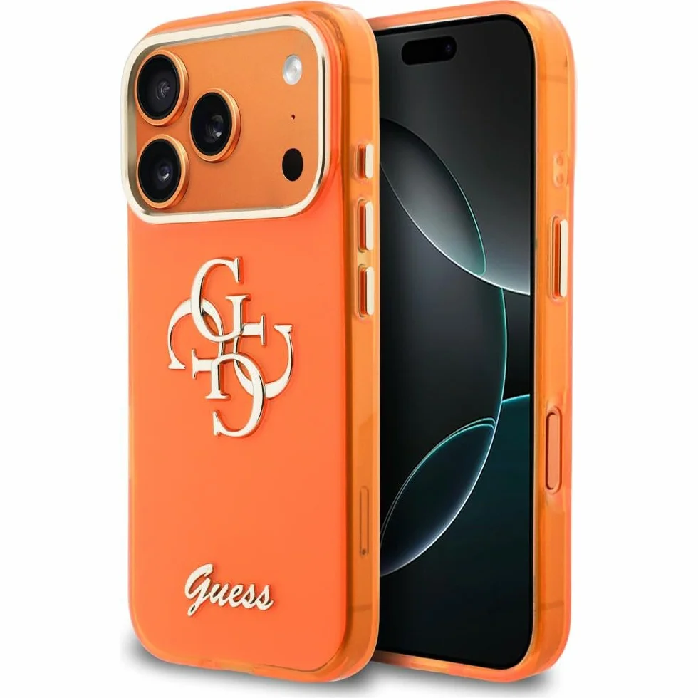 CG MOBILE Guess IML 4G Script Metal etui do iPhone 17 Pro Max (pomarańczowe)