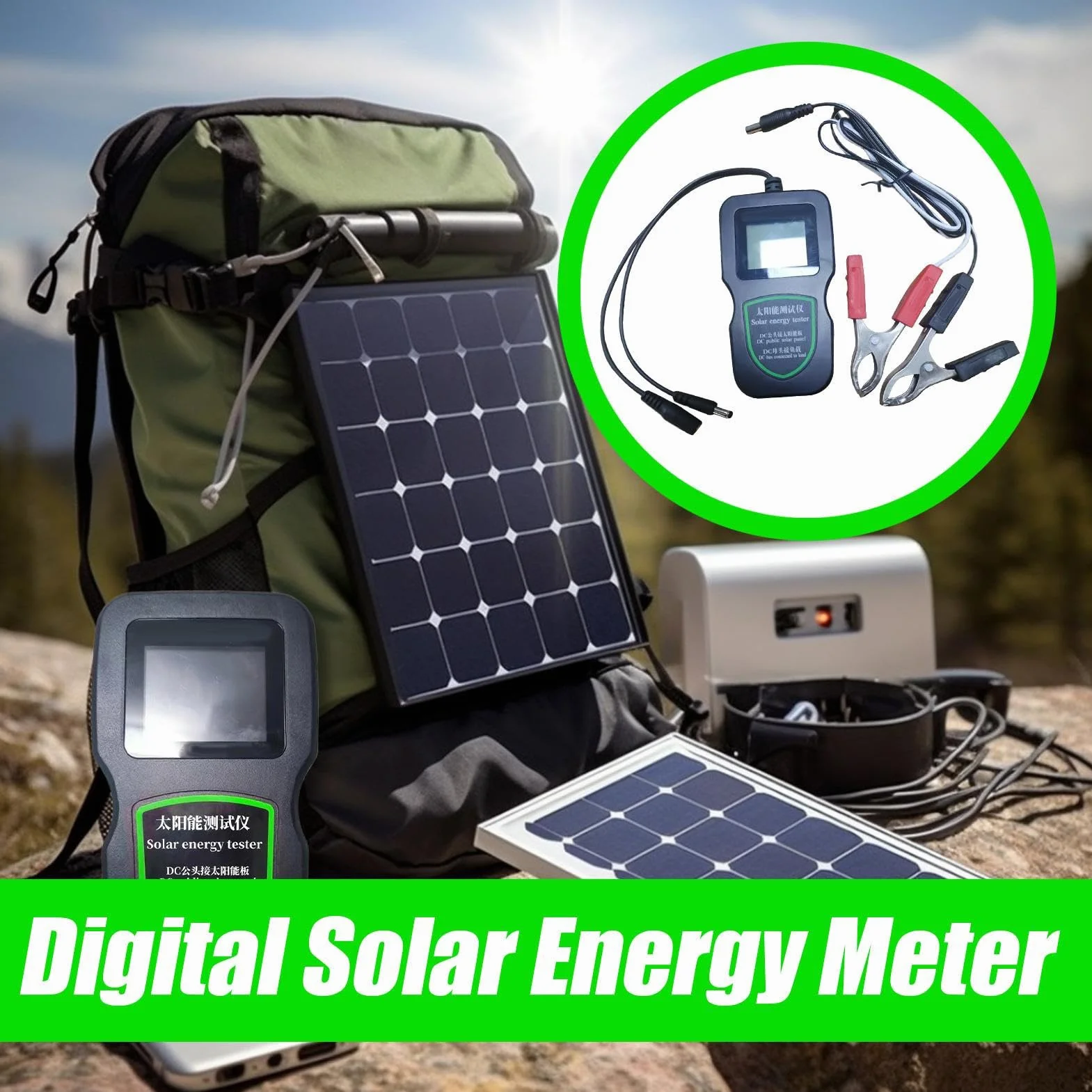 Tester modułu solarnego – ręczne urządzenie do pomiaru energii słonecznej, przenośny tester modułu solarnego do użytku na zewnątrz, ogrodu, rolnictwa, samochodu, lotnictwa, badań