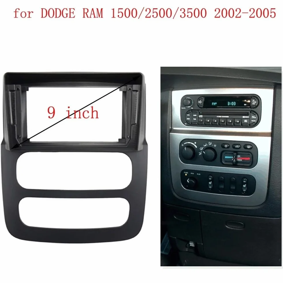Autoradio Rahmen Panel radia samochodowego do zestawu montażowego deski rozdzielczej DODGE RAM 2002-2005, ramka konsoli deski rozdzielczej, 9-calowa osłona montażowa Ramka do radia