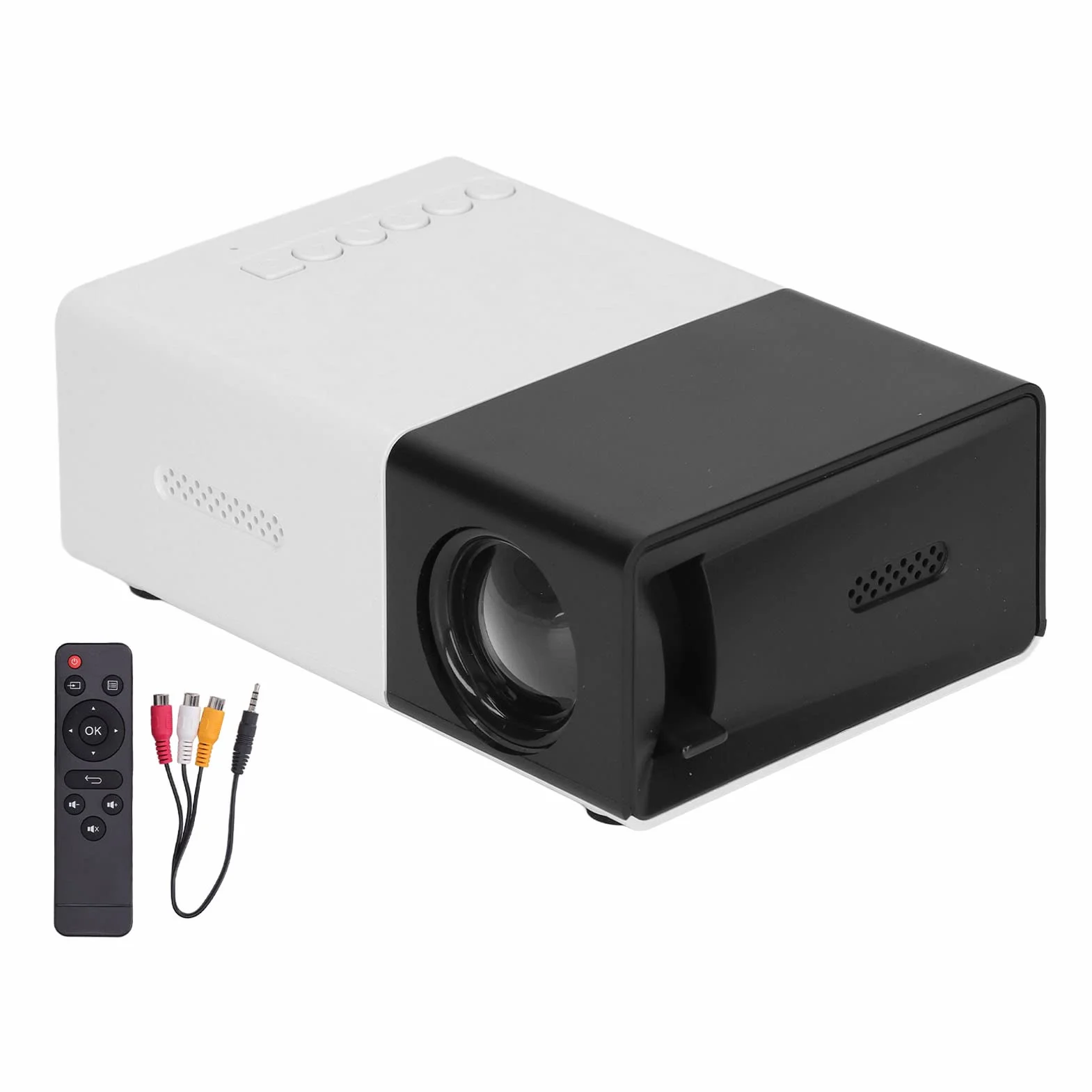 Mini Projektor Wbudowane Głośniki Obraz z Odbiciem Rozproszonym Czarny 1080P Przenośny Projektor Filmowy 100–240 V, Projektor Filmowy do Kina Domowego na świeżym Powietrzu,