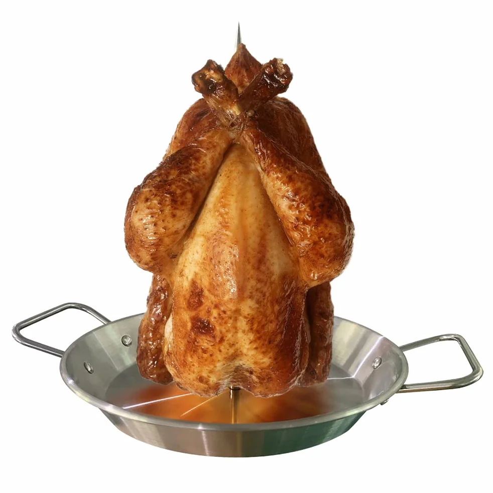 LIANGMEI Pionowy szpikulec ze stali nierdzewnej do grilla, grill, pionowy szpikulec grillowy Spit Grill Pionowy rożen Stand Up Grill Stalowy szpikulec z 3 wyjmowanymi kolcami (8,10,12 cala)