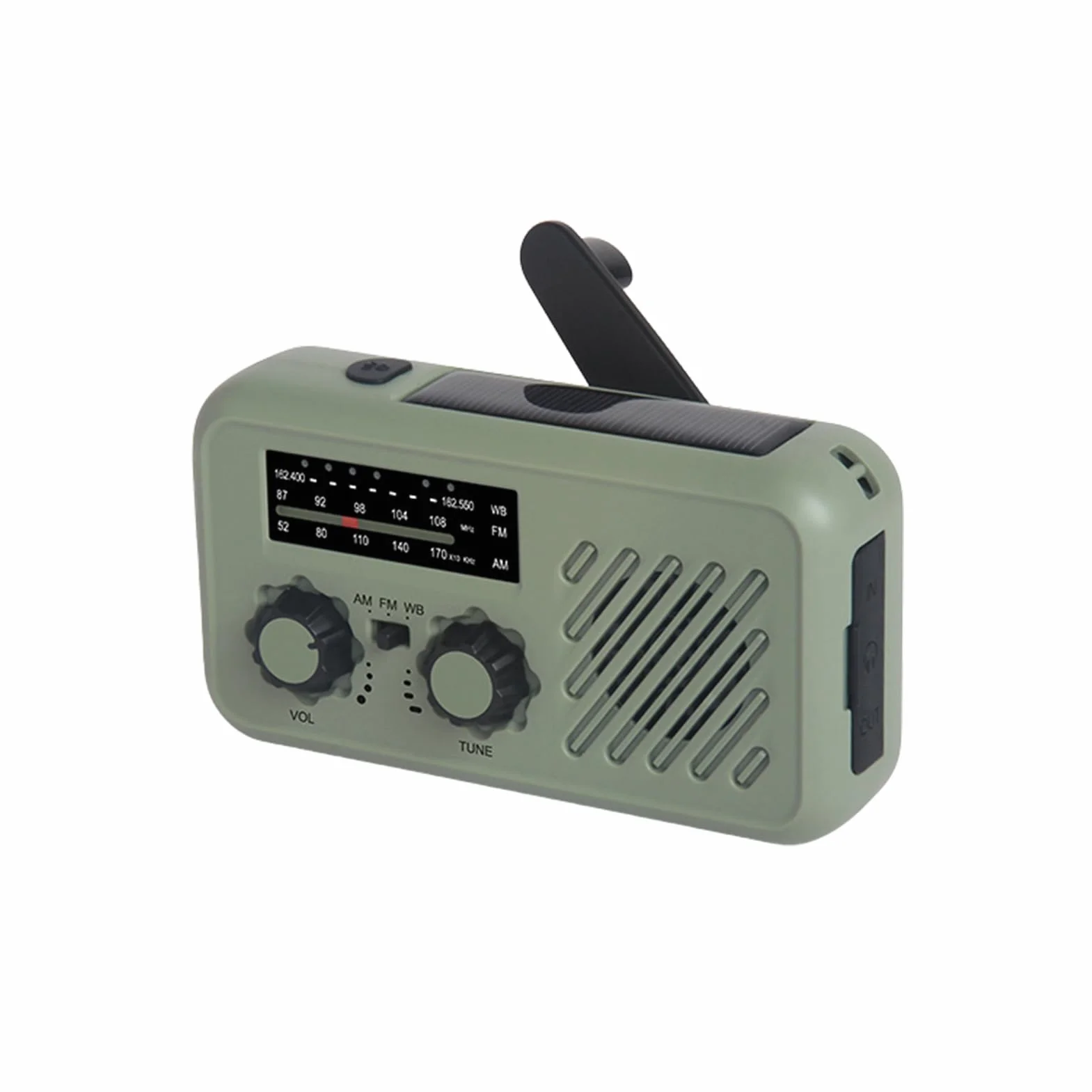 Fyearfly radio korbowe 2000mAh z dynamo, radio awaryjne ładowane solarnie, powerbank USB, radio AM/FM z alarmem SOS, światło LED do kempingu na zewnątrz