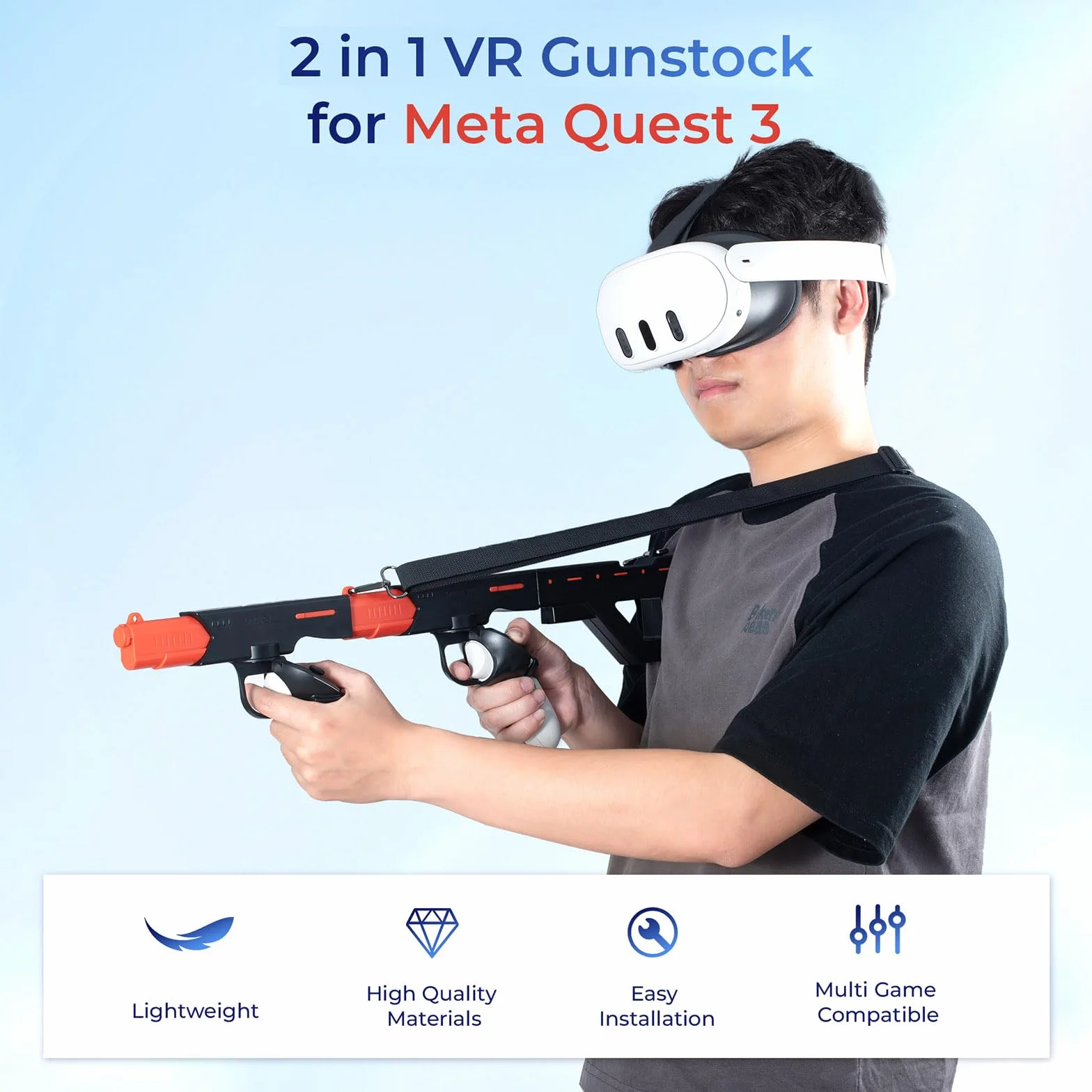 Magnetyczny uchwyt kontrolera do karabinu maszynowego/pistoletu VR do Meta Quest 3 Uchwyt Quick Release Gunstock Bracket Stand do Oculus Quest 3 Akcesoria do strzelanek