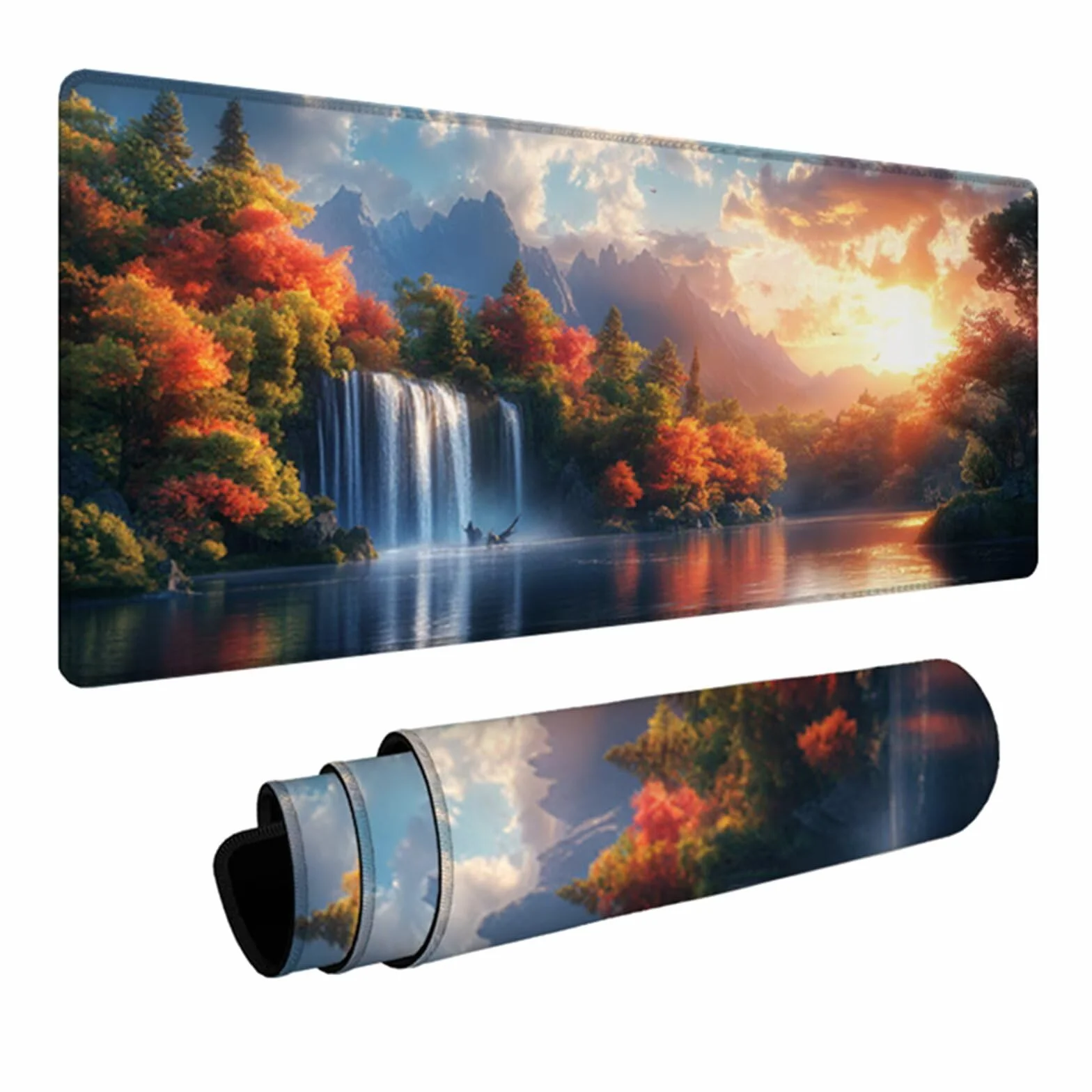 Podkładka pod mysz XXL krajobraz, zachód słońca podkładka na biurko 1000x500x3mm, podkładka pod mysz do gier z gumową podstawą, poprawia precyzję i szybkość, duża podkładka na biurko, dla graczy