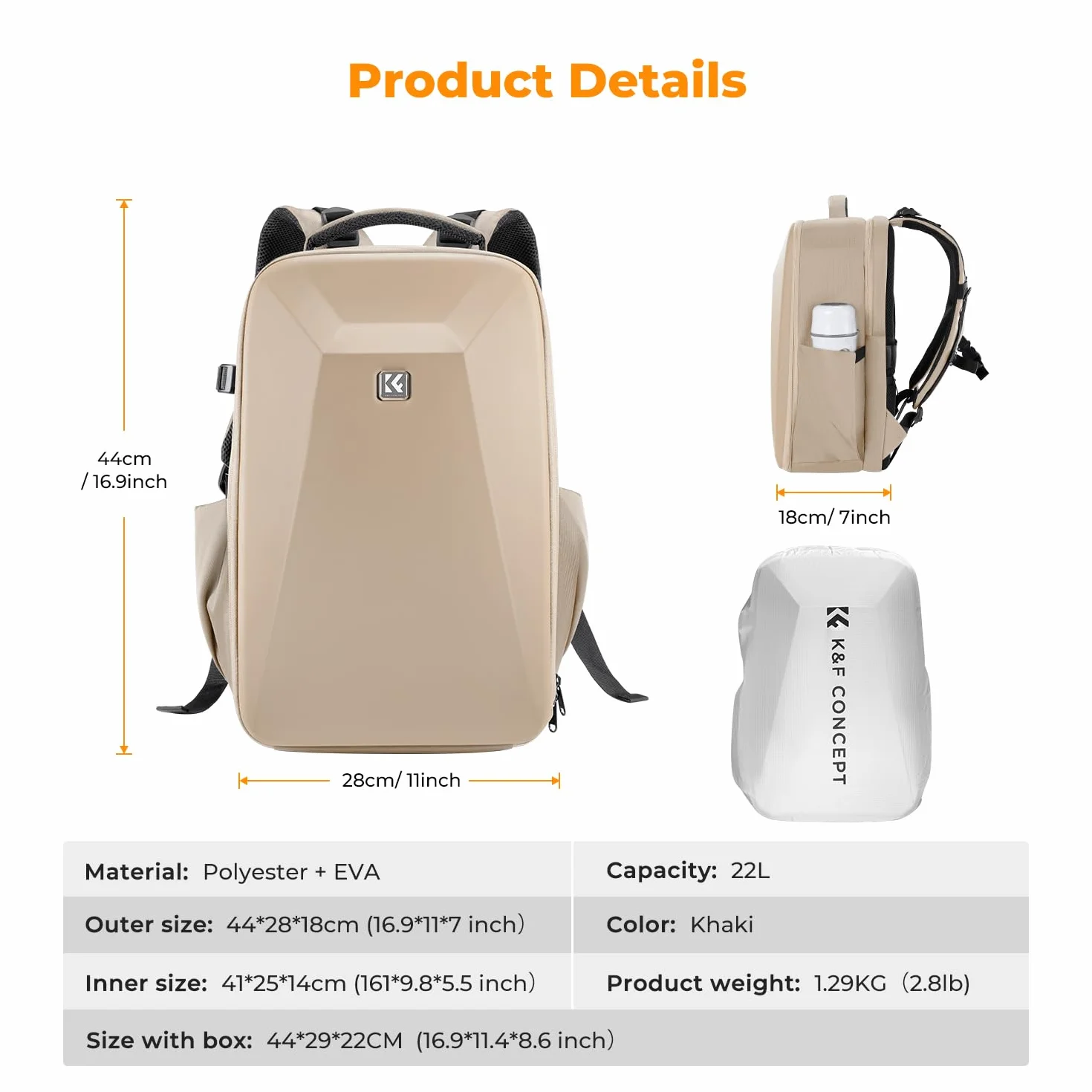 K&F CONCEPT Plecak na aparat, twarda torba na aparat fotograficzny DSLR z przegrodą na laptopa 15-15,6 cala, wodoodporna obudowa na aparat, kompatybilna z dronem Canon/Nikon/Sony/DJI Mavic