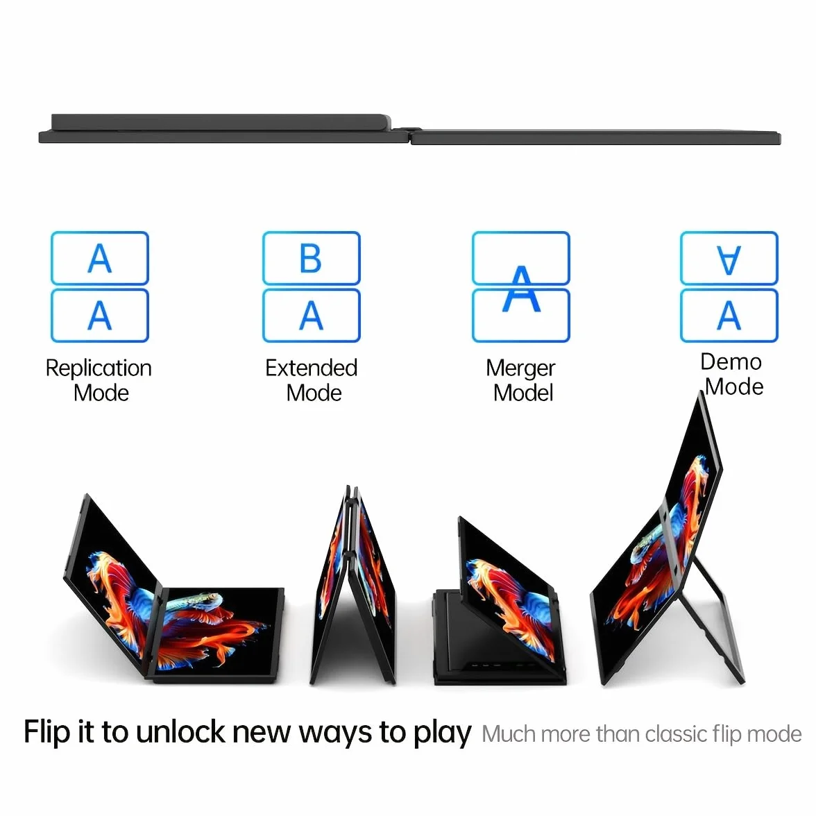 Podwójny przenośny monitor, 15,6-calowy 1080P FHD IPS składany potrójny przedłużacz ekranu laptopa, USB-C Plug & Play, podróżny, rozszerzony wyświetlacz komputera do laptopa, PC, Windows Mac