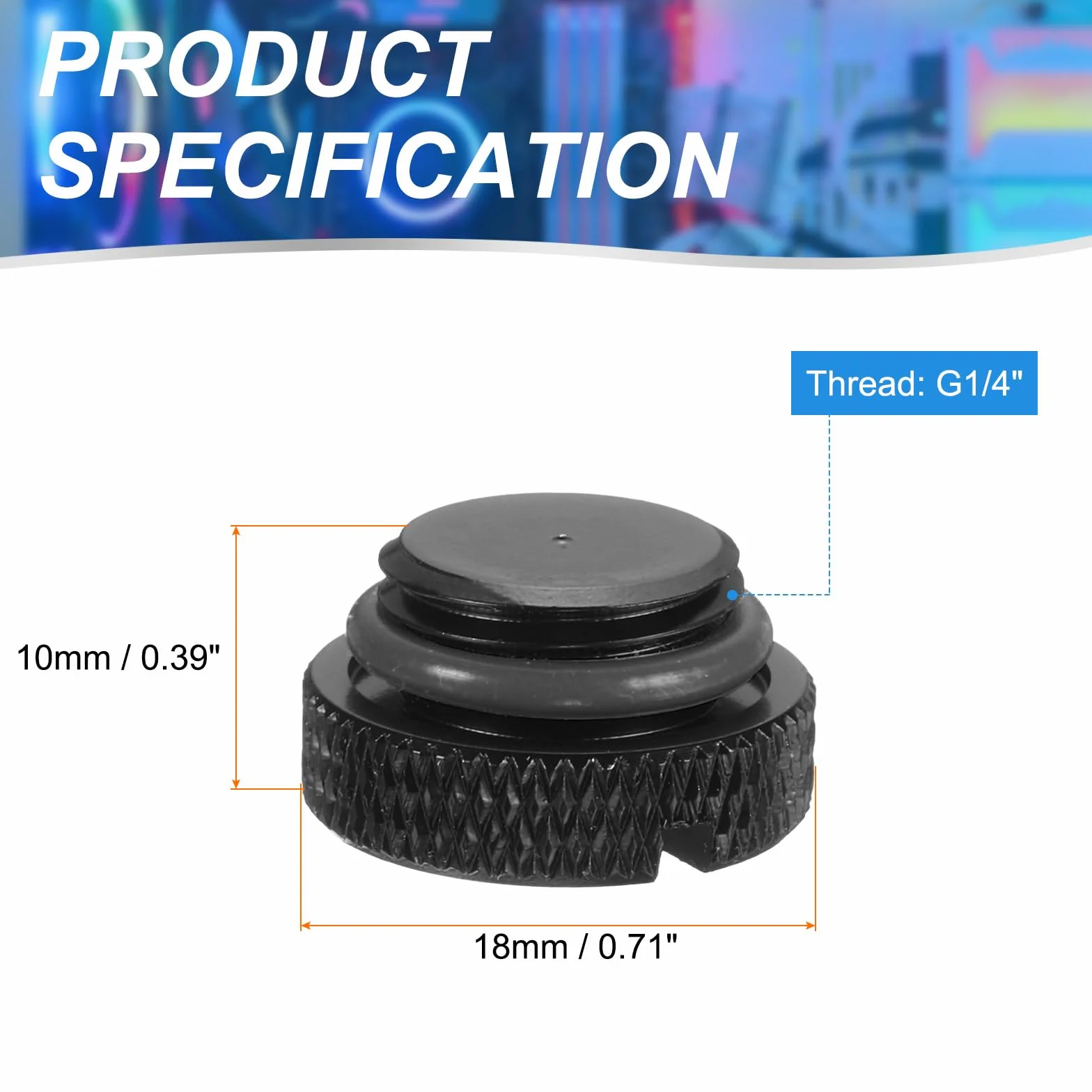 QUARKZMAN 6 sztuk wtyczek zatrzymujących wodę G1/4", gwint PC, szczeliny chłodzące wodą, miedź, zaślepka do komputerowego systemu chłodzenia wodą, czarna