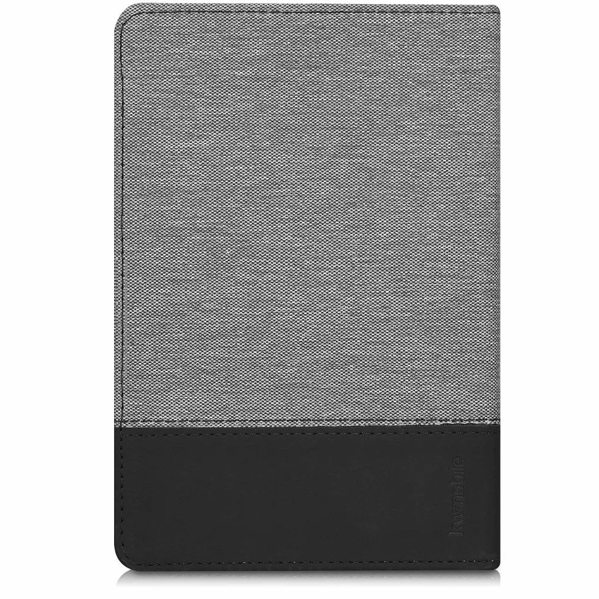 kwmobile Etui do Pocketbook Touch Lux 3/Basic Lux/Basic Touch 2 - etui ochronne z skóry PU i płótna do czytnika e-booków typu folio - szary/czarny