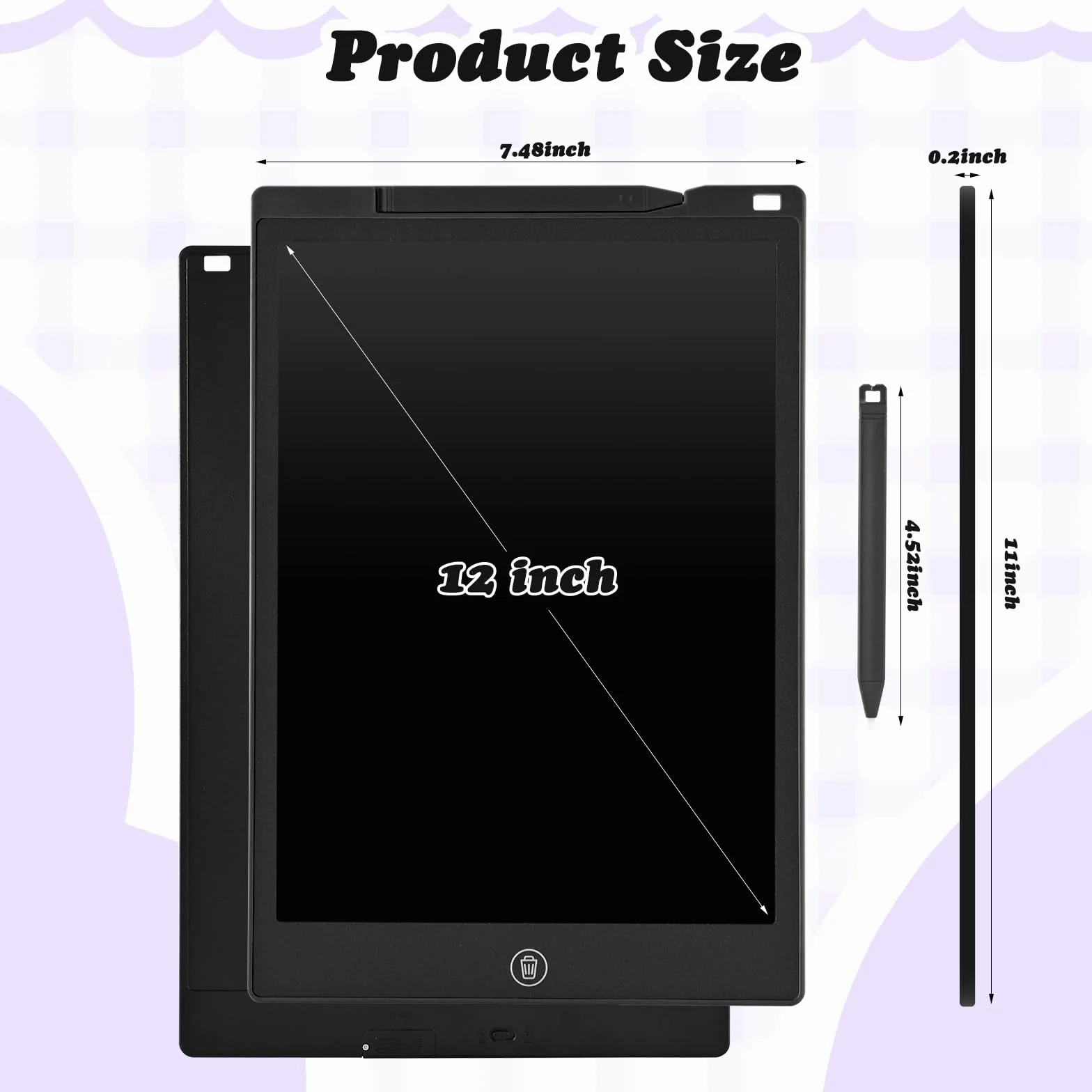 Cimetech Tablica do pisania LCD Zabawka od 3 4 5 6 7 8 lat Chłopiec Dziewczynka 12 cali Magiczna tablica Tablica do malowania dla dzieci Świąteczne prezenty urodzinowe dla dzieci (czarny)