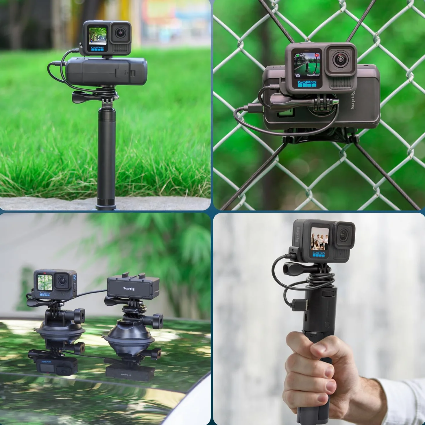 Suptig Ulepszona pokrywa drzwi baterii, zapasowe drzwi boczne do GoPro Hero 13, 12, 11, 10, 9, wodoodporna IPX 6 wodoodporna