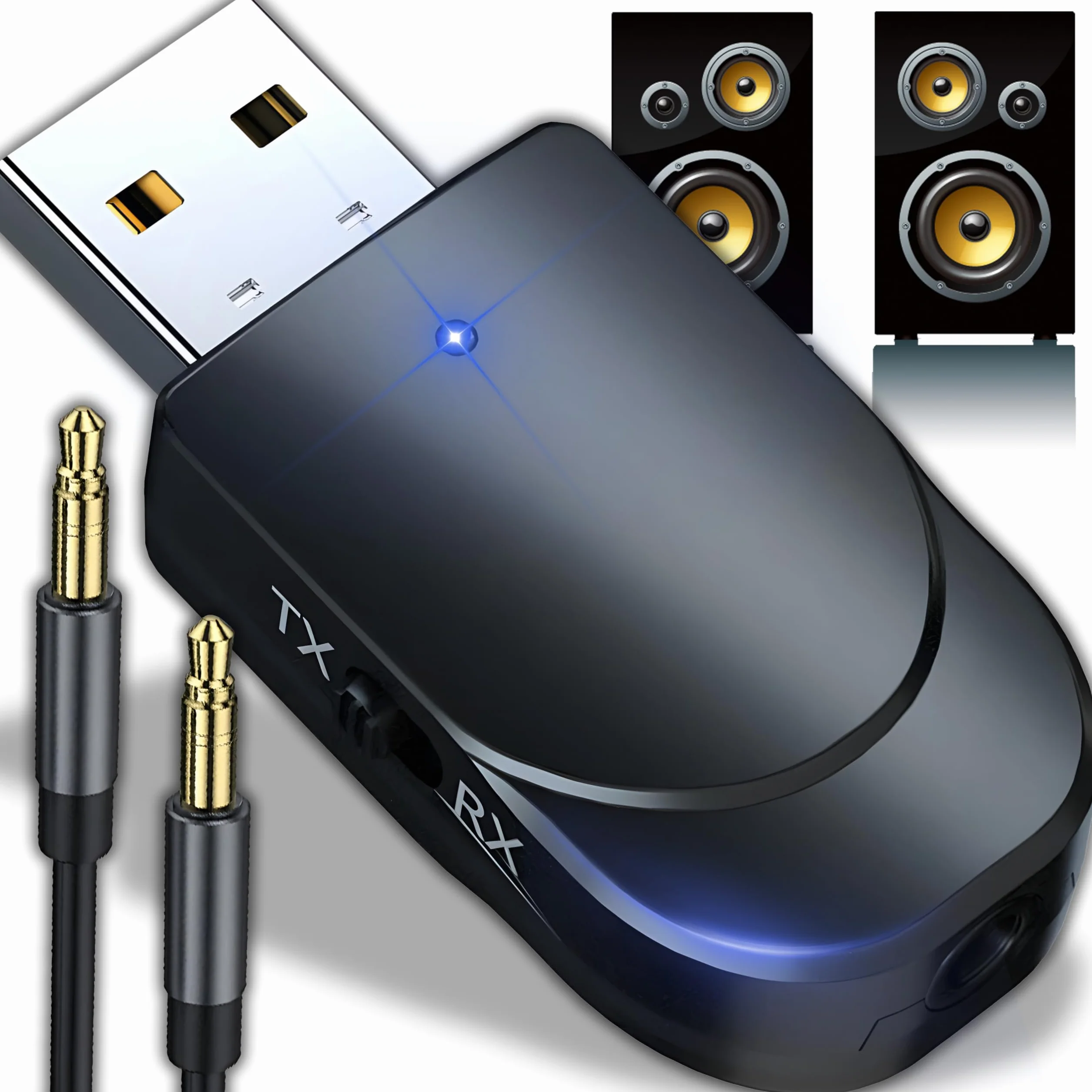 Retoo Adapter Bluetooth USB 5.0 EDR Nadajnik i Odbiornik Dongle Stick kabel audio 3,5 mm