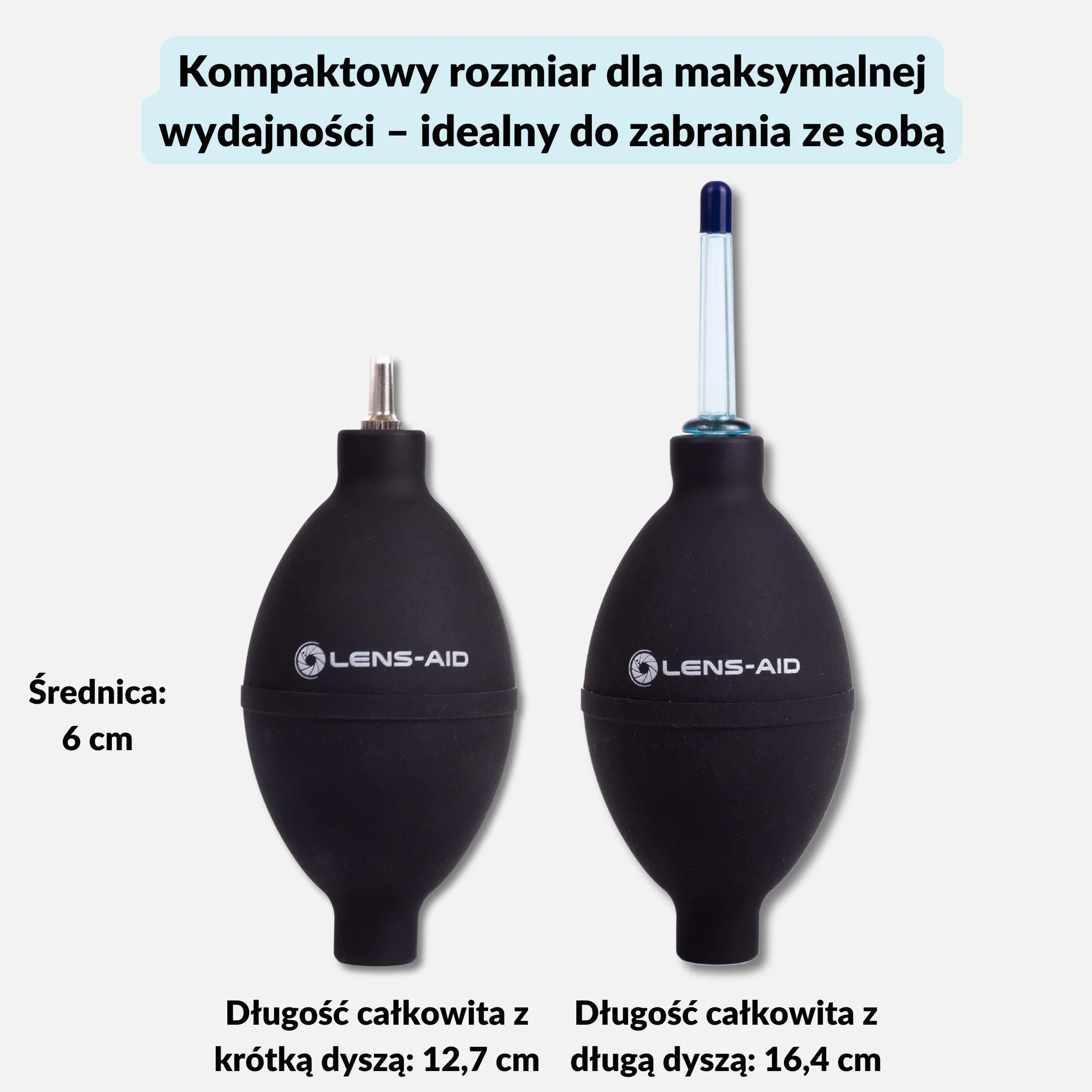 Lens-Aid Gruszka Powietrzna – Air Blower z 2 Dyszami i Gumową Końcówką – Do Czyszczenia Sensora, Obiektywu, Ekranu, Klawiatury – Mocny Strumień Powietrza, Bezpieczne Czyszczenie Sprzętu