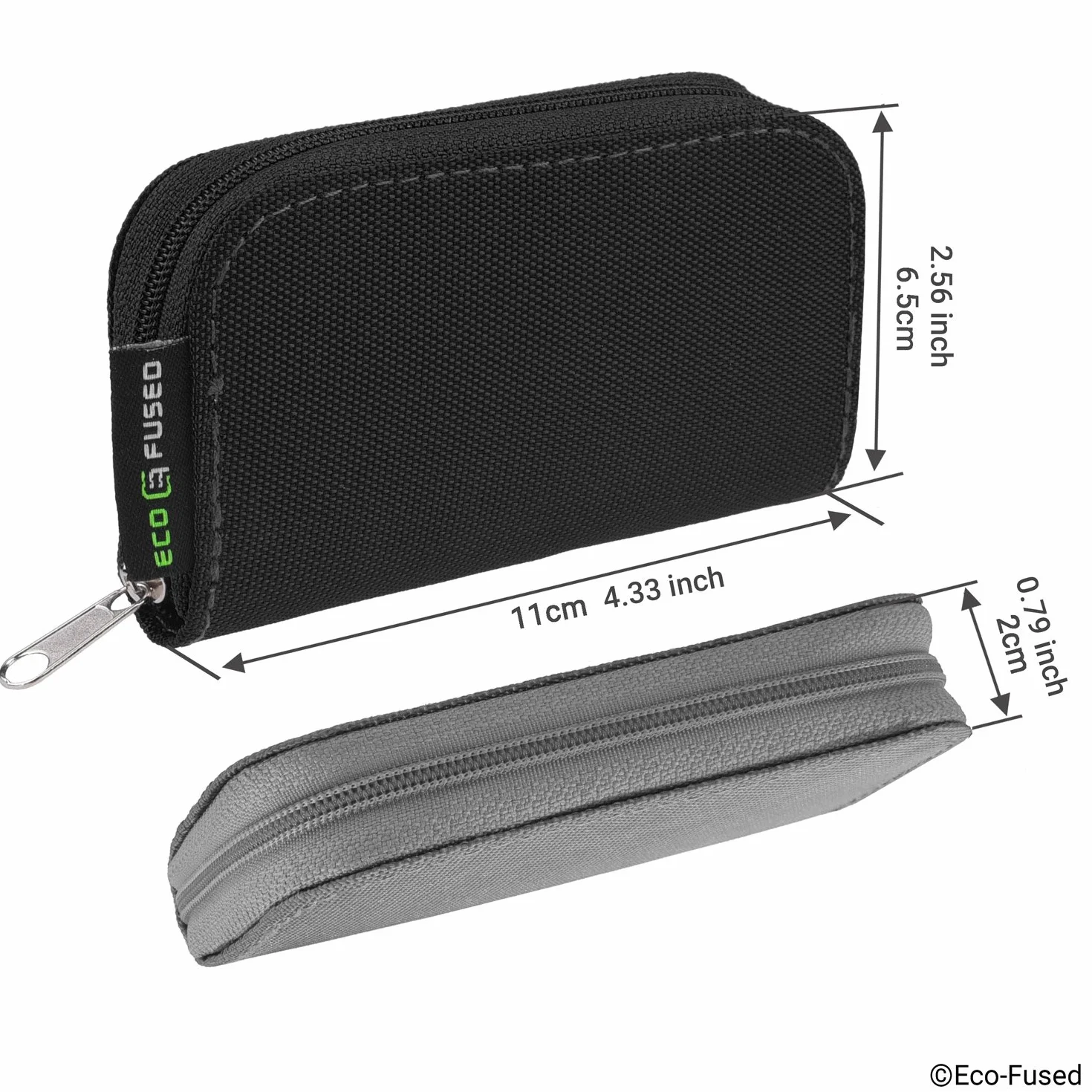 Eco-Fused Etui do przenoszenia kart pamięci - nadaje się do kart SDHC i SD - 8 stron i 22 przegródki - ściereczka do czyszczenia z mikrofibry w zestawie - 2 opakowania - 44 gniazda, szary i czarny