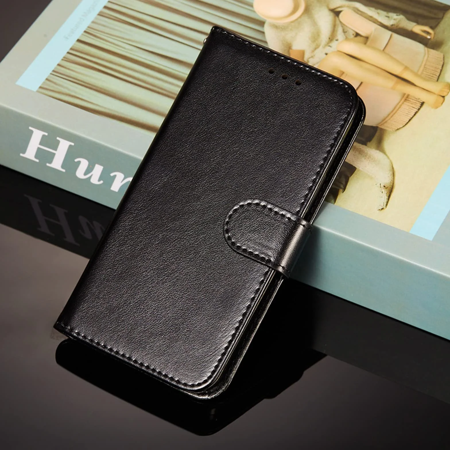 LTL Etui na telefon do iPhone 13 Mini/13/13 Pro/13 Pro Max, skórzane etui z klapką z przegródkami na karty, etui na telefon, magnetyczne zamknięcie, czarne, 13 6,1 cala
