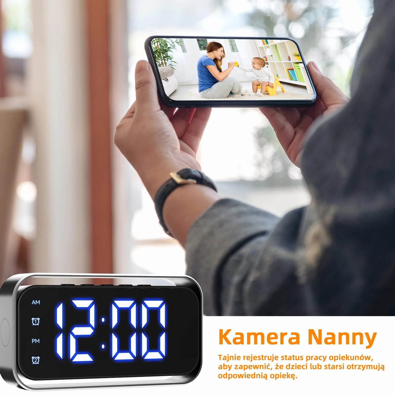 Mini kamera szpiegowska 4K Wi-Fi z czujnikiem ruchu, 150° szerokokątny obiektyw, do monitoringu niani i bezpieczeństwa domu